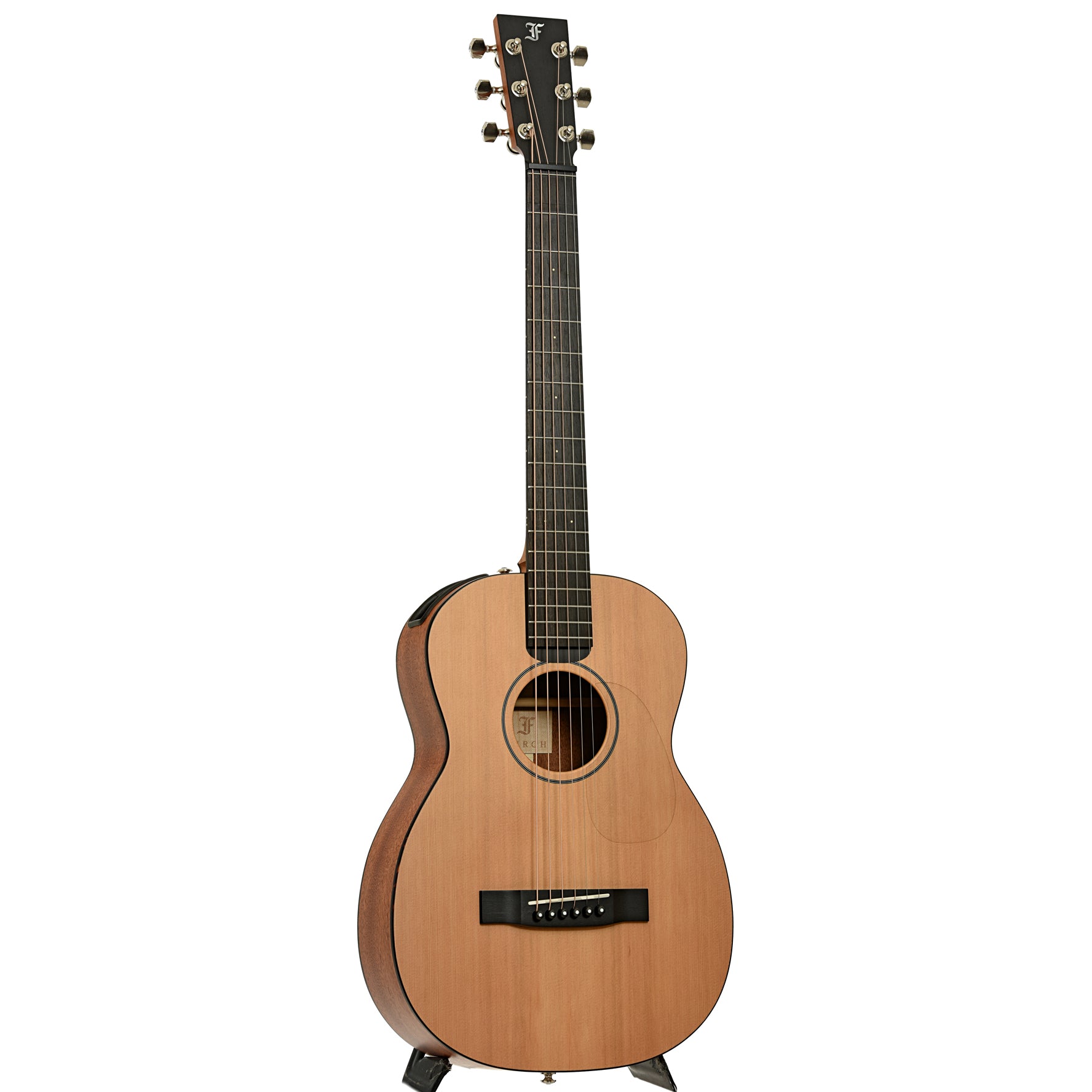 Full front and side of Furch LJ10-CM Little Jane Travel Guitar
