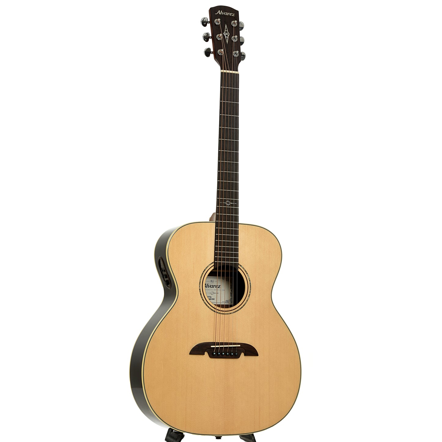 Full front and side of Alvarez Artist Series AF70E OM Acoustic-Electric Guitar 