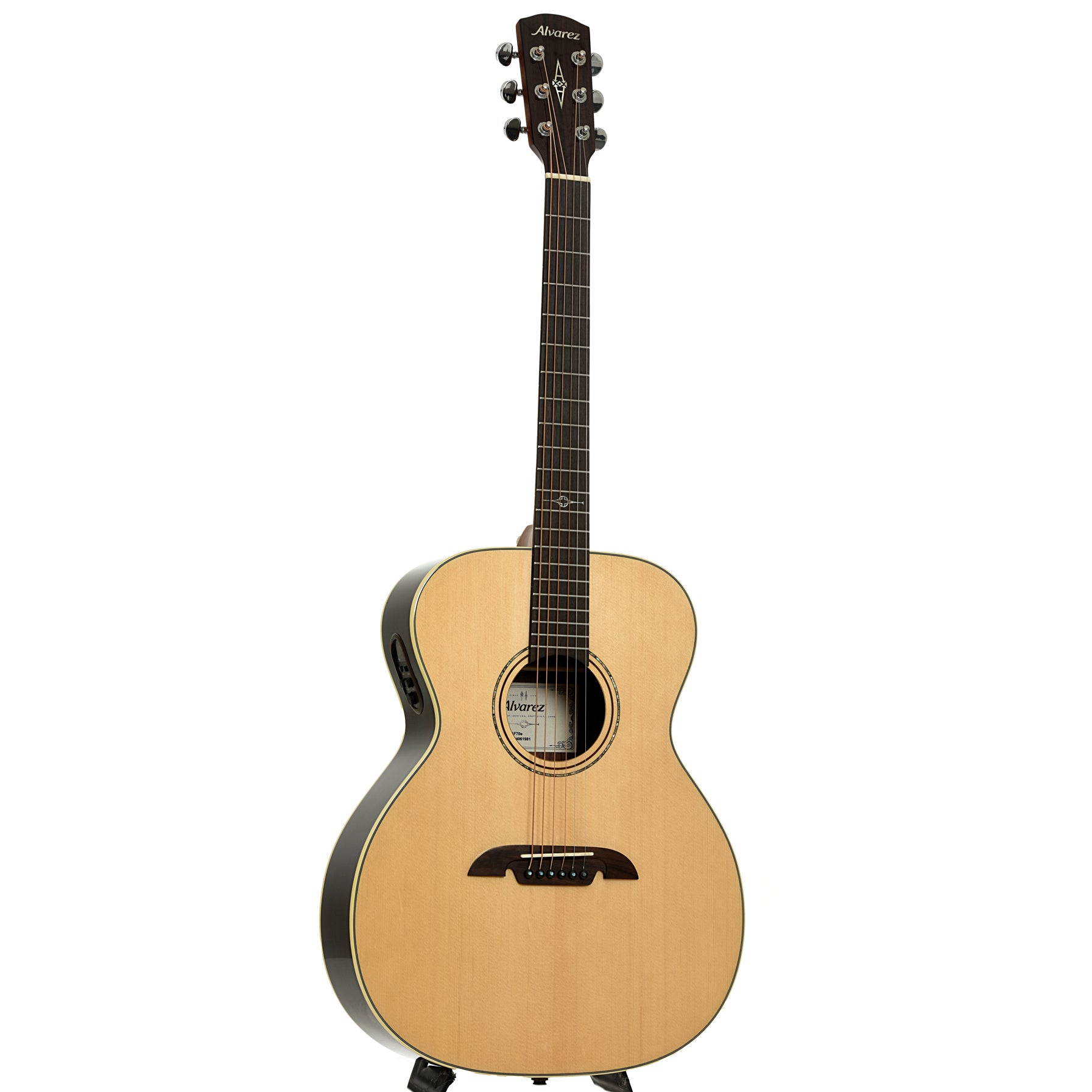 Full front and side of Alvarez Artist Series AF70E OM Acoustic-Electric Guitar 