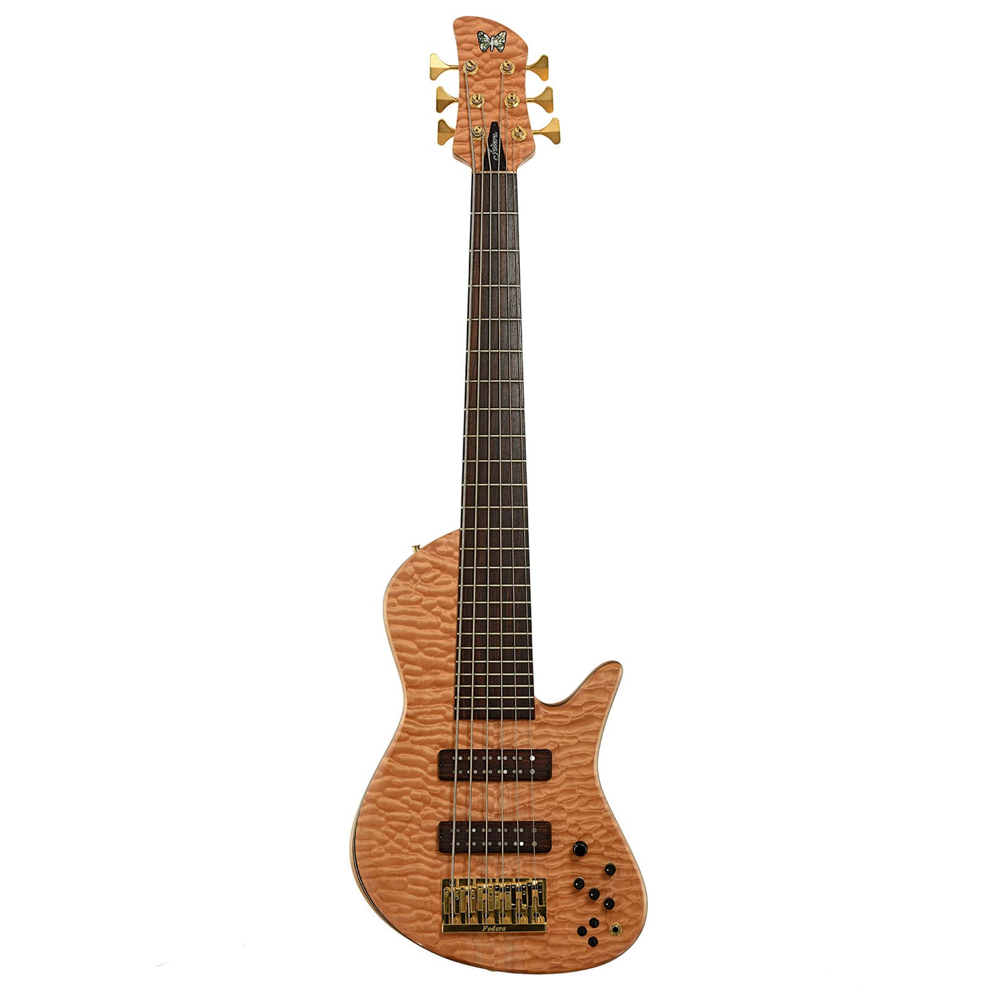 Full front of Fodera Emperor II Elite Singlecut 6-String Electric Bass