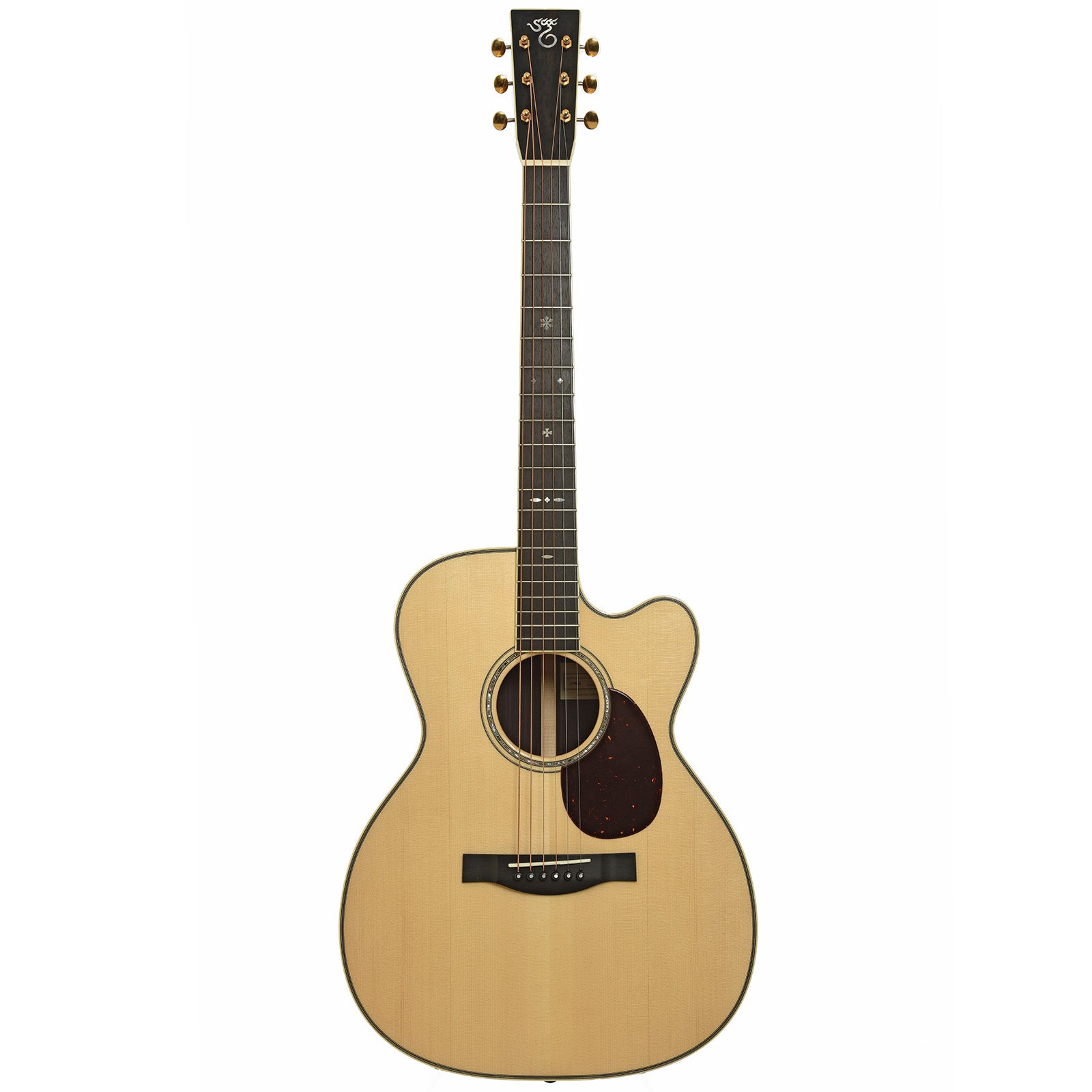 Full front of Santa Cruz OM Custom Cutaway Acoustic Guitar