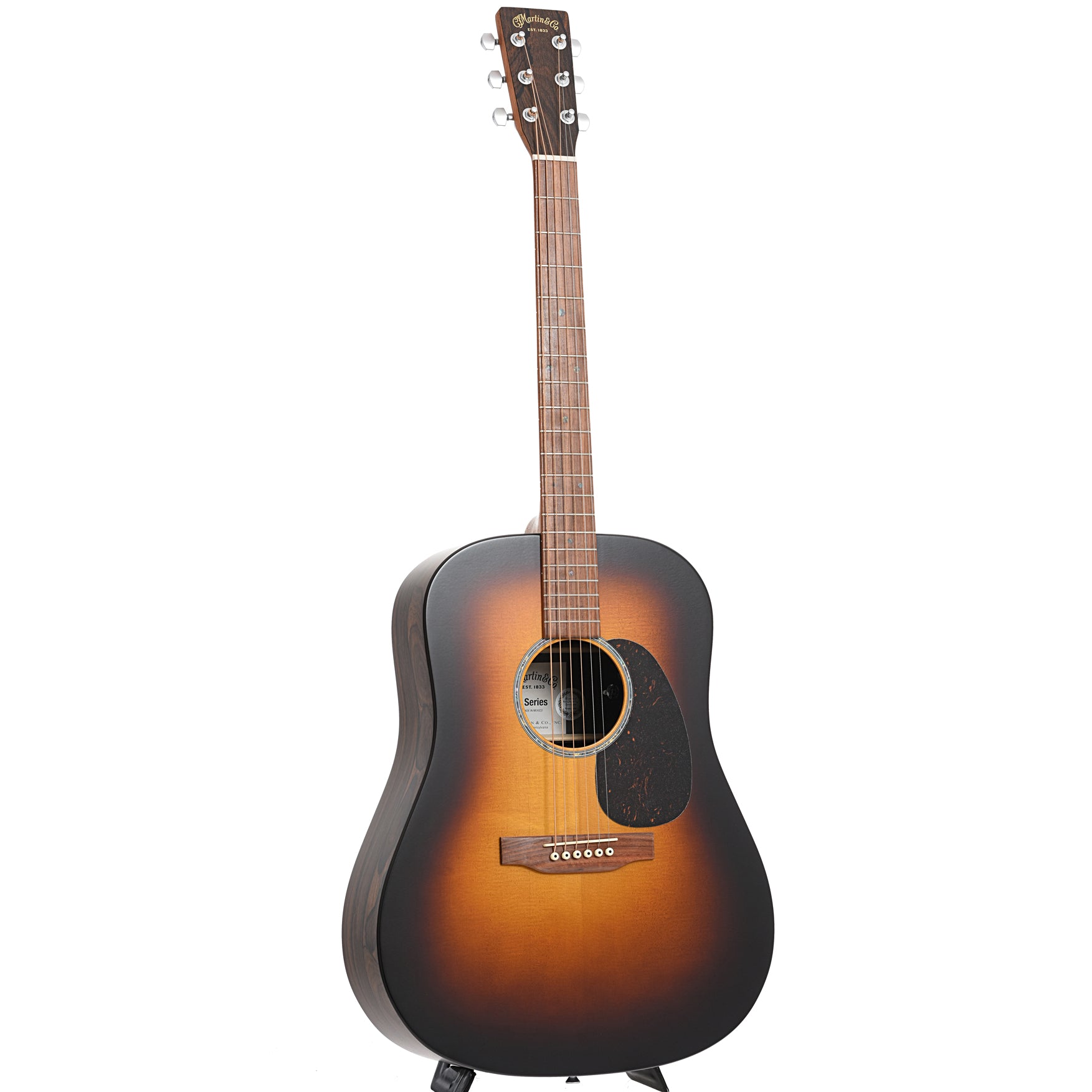Full front and side of Martin D-X2E Ziricote Burst Acoustic Guitar 