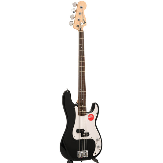Full front and side of Squier Sonic Precision Bass, Black