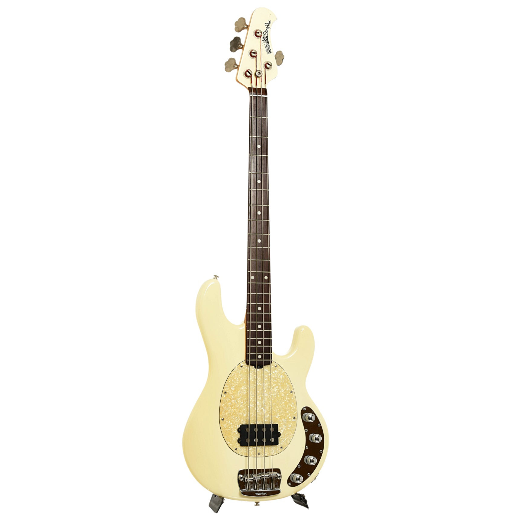 Full front of Earnie Ball Music Man Stingray 4-String Electric Bass