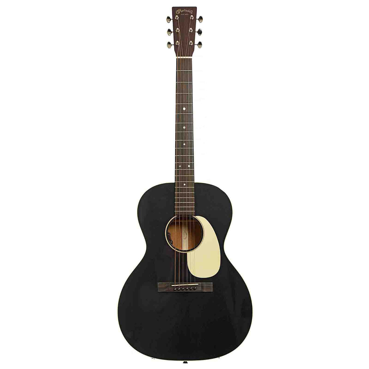 Full front of Martin 00L-16E Acoustic Guitar, Black Smoke
