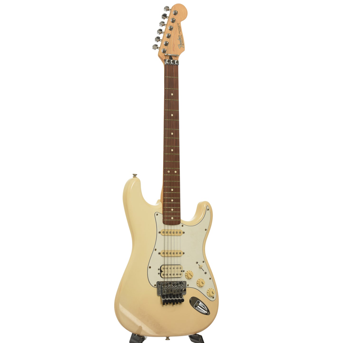 Full front and side of Fender Standard HSS Stratocaster with Floyd Rose Electric Guitar