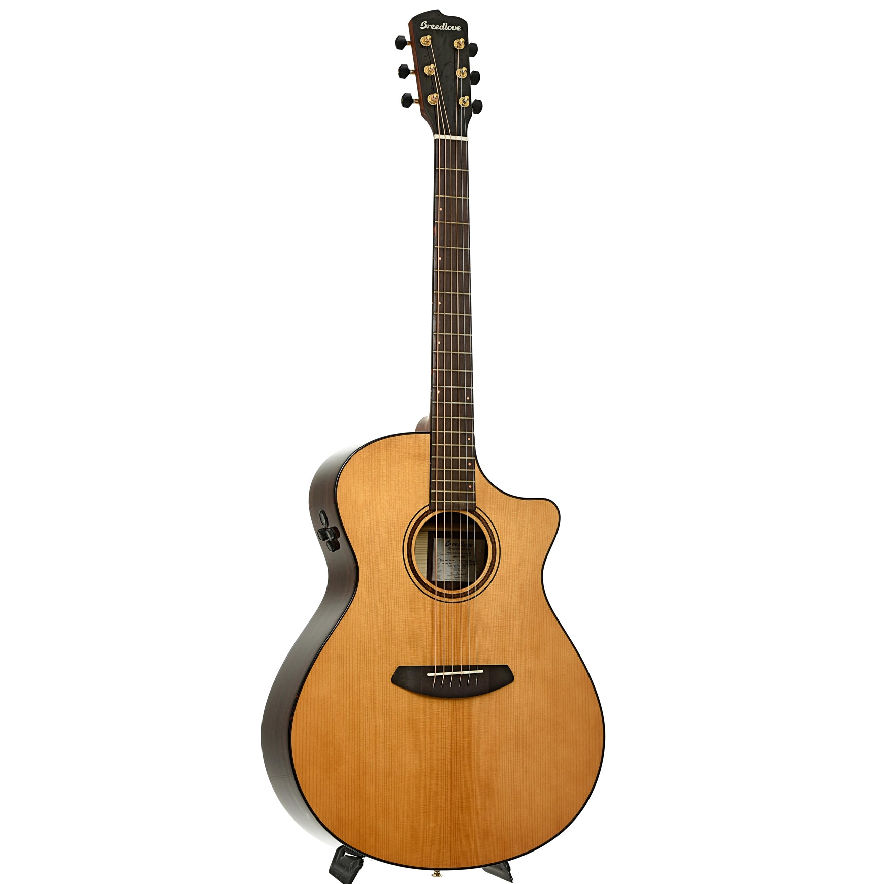 Full front and side of Breedlove Performer Pro Concerto Aged Toner CE European-EI Rosewood Acoustic Electric Guitar