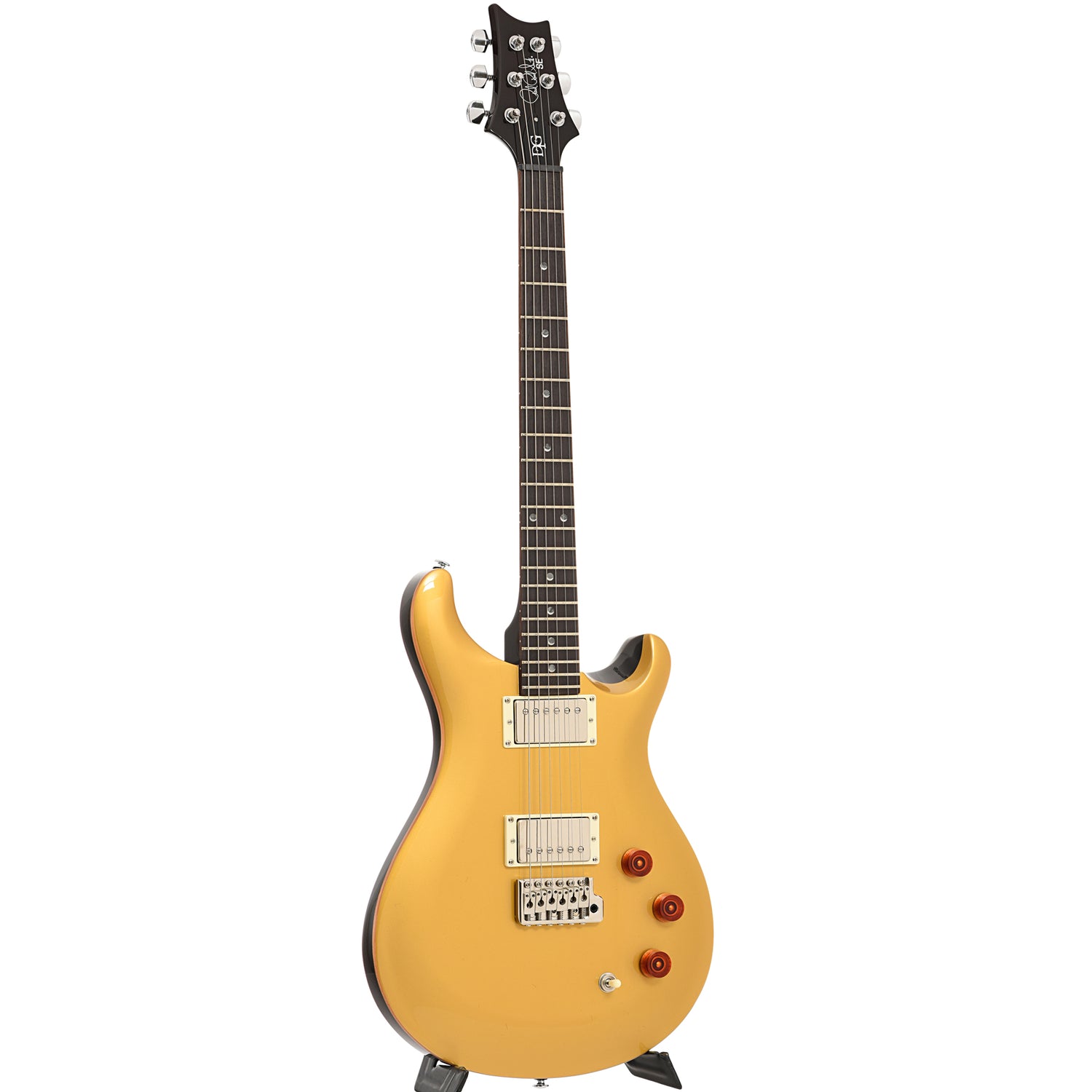 Full front and side of PRS SE DGT, Gold Top