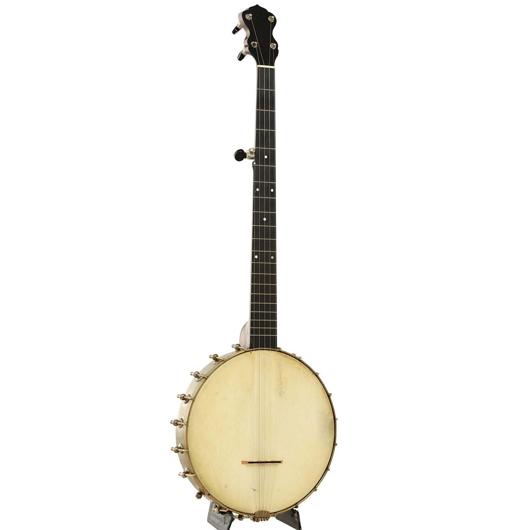 Full front and side of J.B. Schall Imperial Open Back Banjo