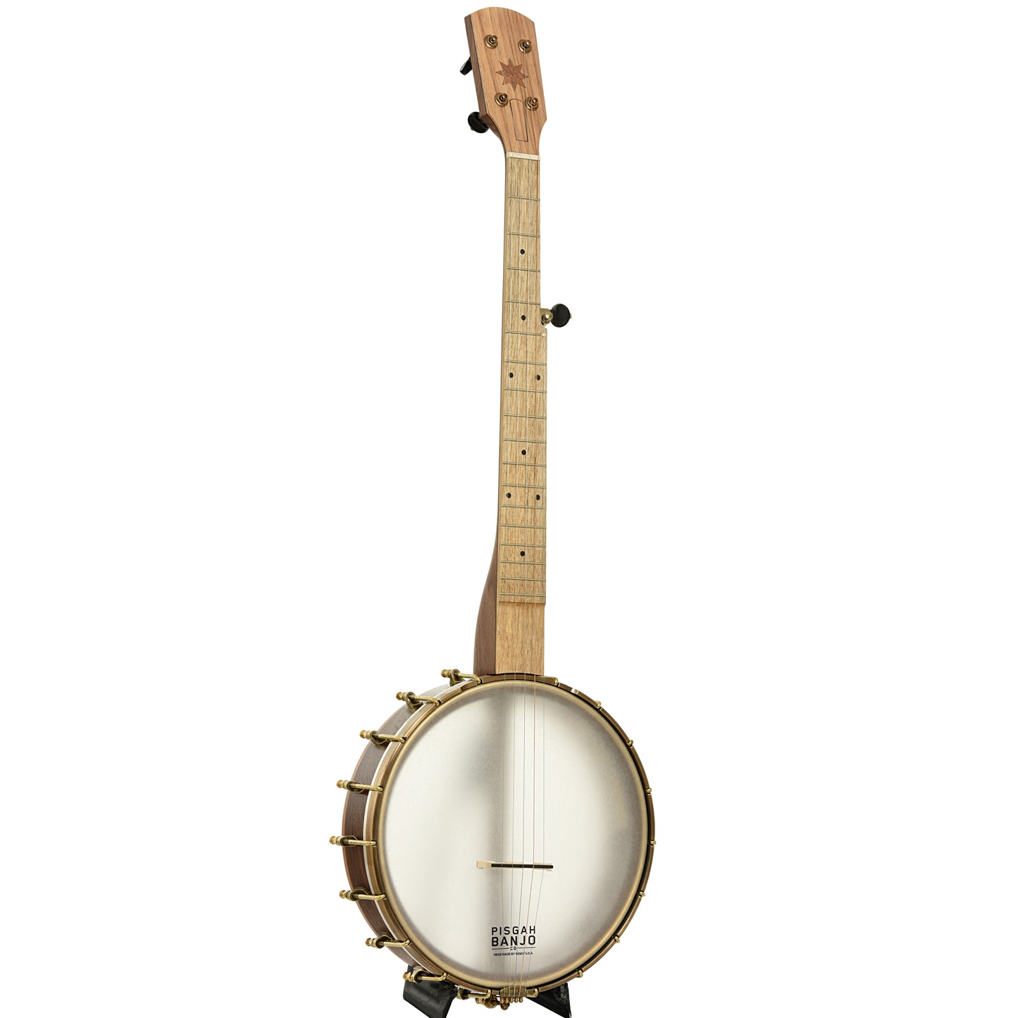 Full front and side of Pisgah Appalachian 11" Lefthanded Openback Banjo 