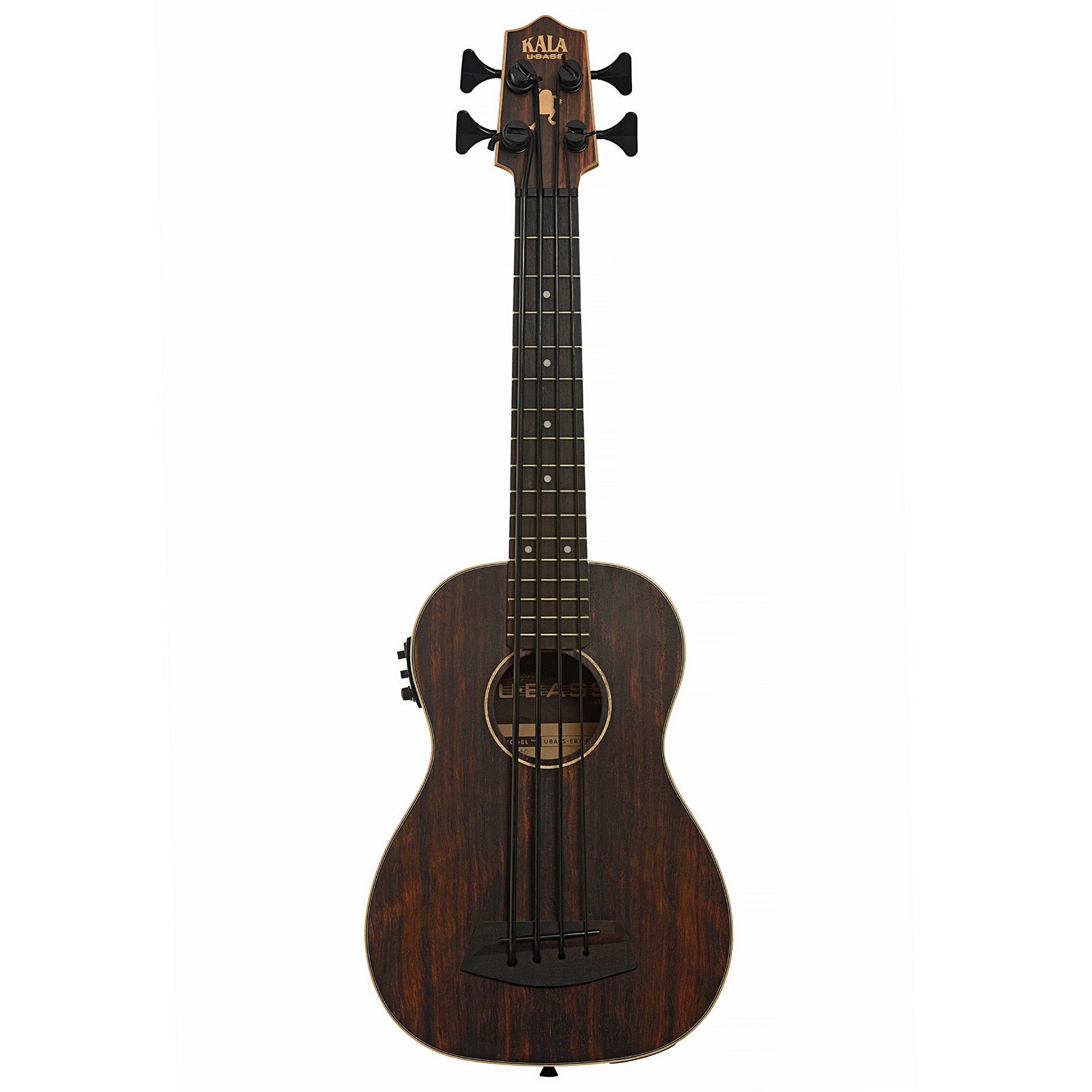 Full front of Kala U-Bass-EBY-FS 6Q  Striped Ebony Acoustic Bass 