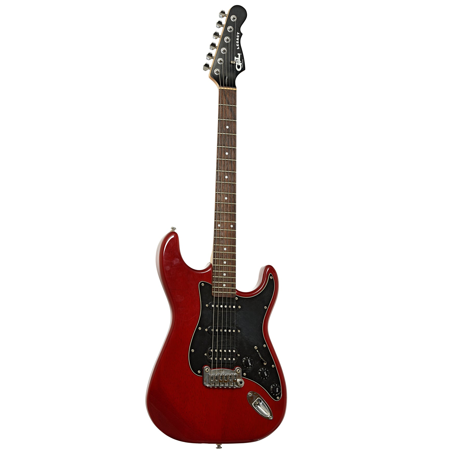 Full front and side of G&L Tribute Series Legacy HSS Electric Guitar 