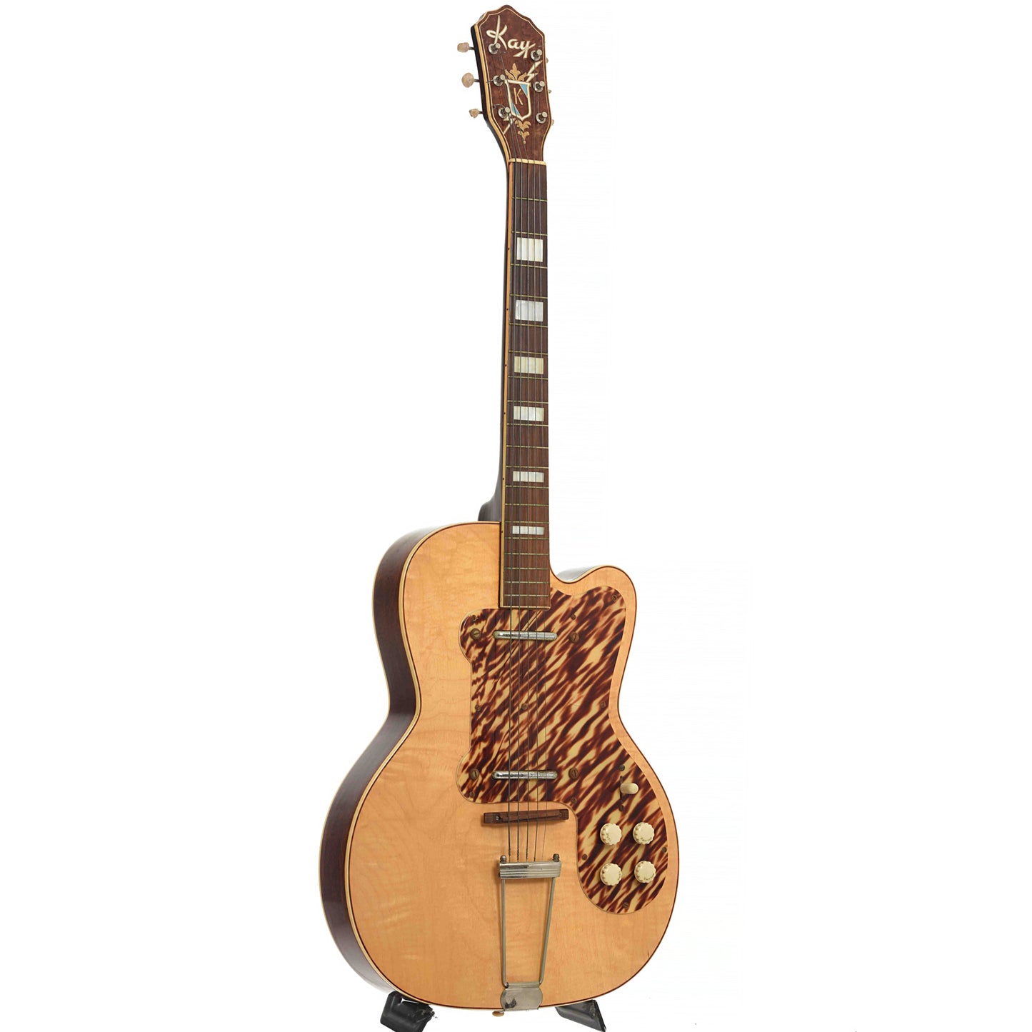 Full Front & Side of Kay K161 Thin Twin Electric Guitar