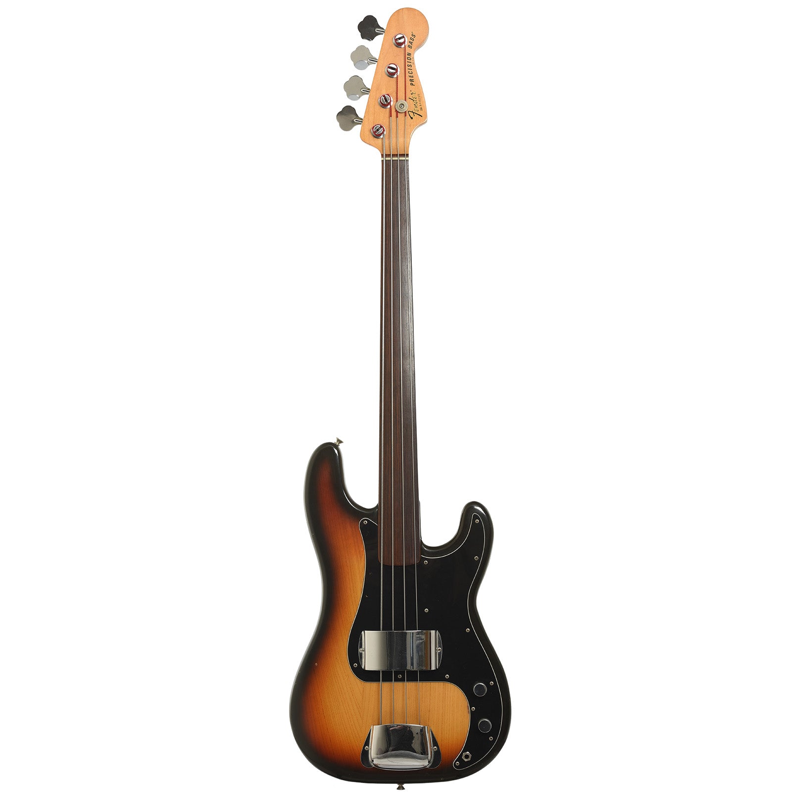 Full front of Fender Precision Fretless Electric Bass