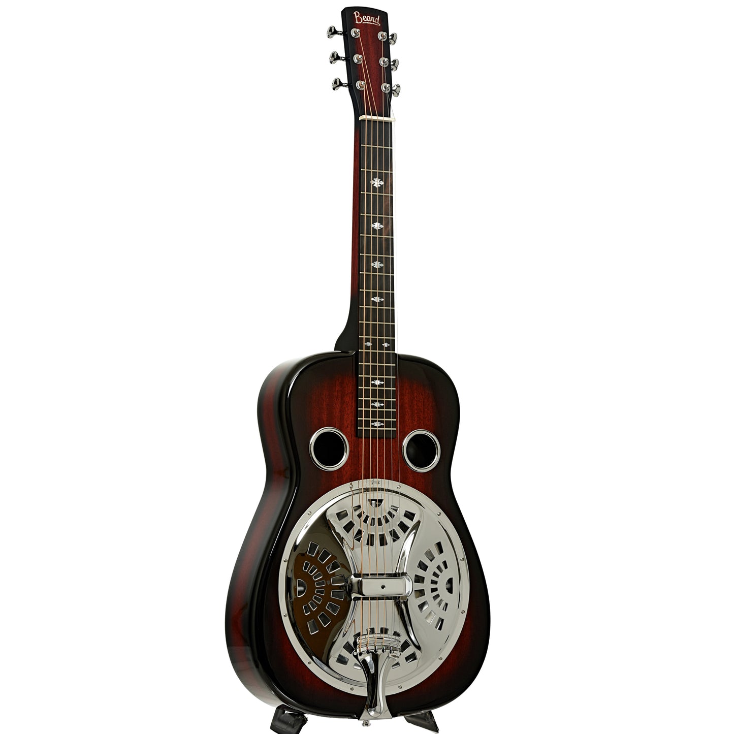 Full front and side of Beard Belle E-Body Squareneck Resonator Guitar