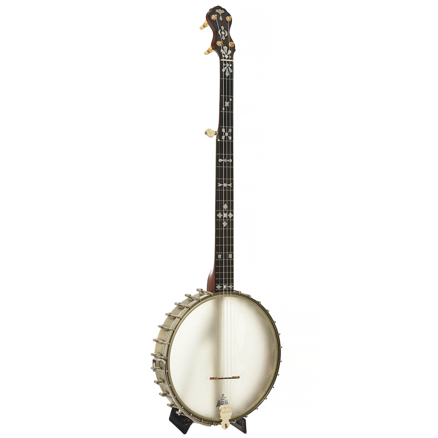 Full front and side of A.C. Fairbanks Special Electric Openback Banjo