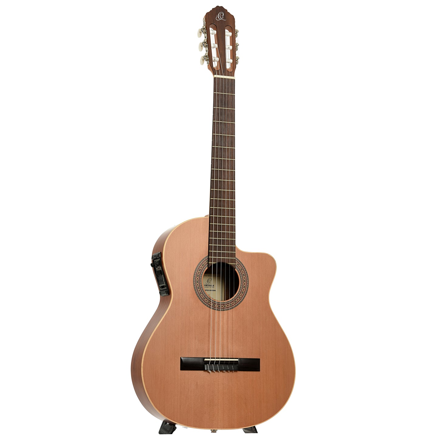 Full front and side of Ortega RCE180T-LTD Classical Guitar