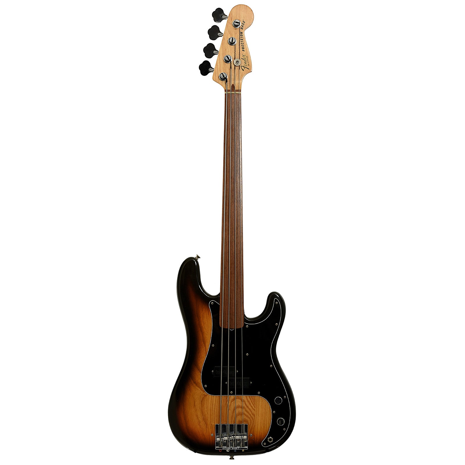 Full front of Fender Precision Fretless Electric Bass