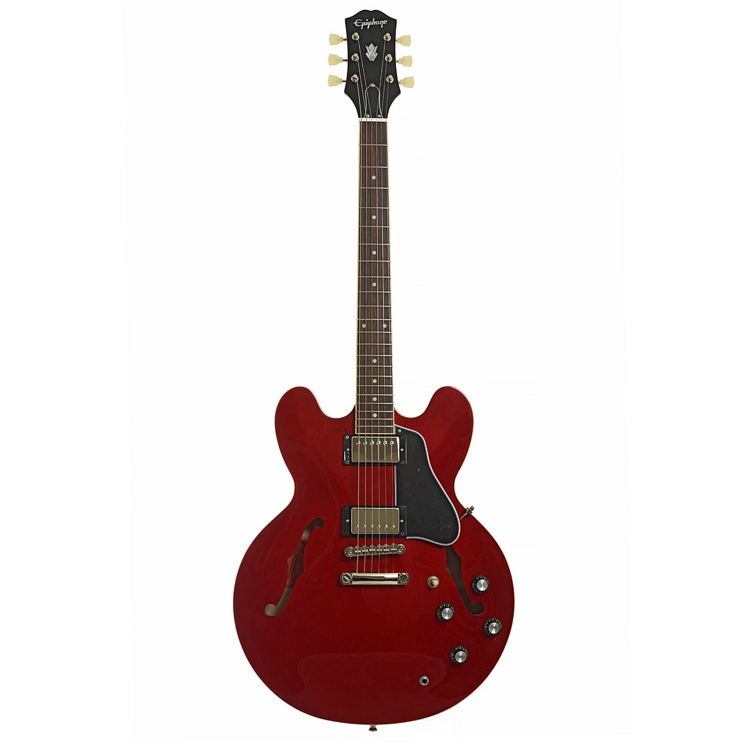 Full front of Epiphone ES-335 Semi-Hollowbody Electric Guitar, Cherry