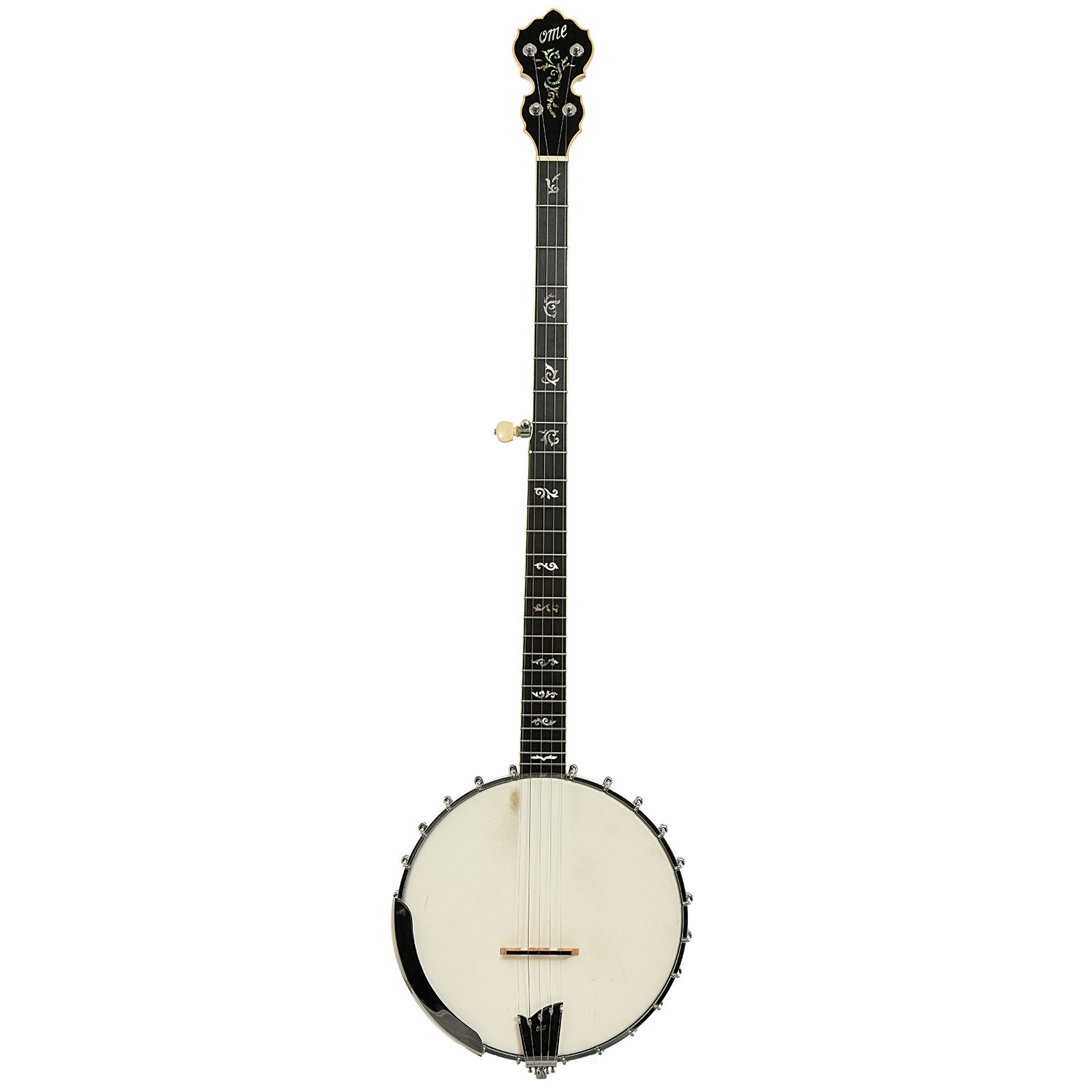 Full front of Ome Custom Silver Columbine Extra Long Neck 