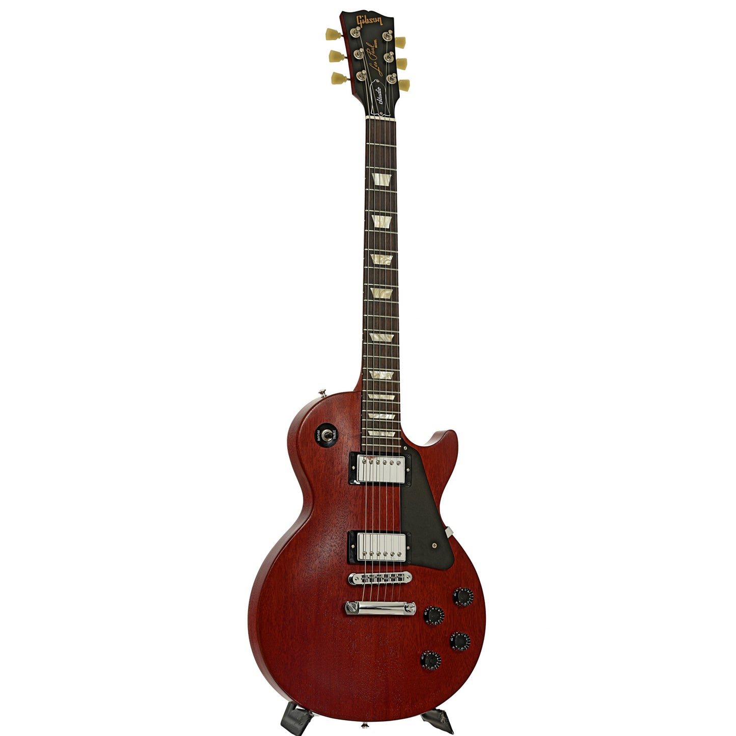 Full front and side of Gibson Les Paul Studio Satin Electric Guitar