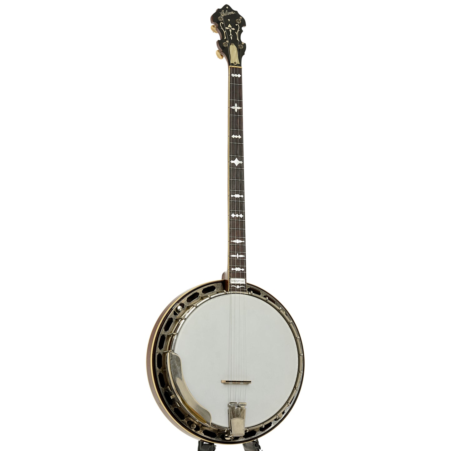 Full front and side of Gibson PB-3 Flathead Plectrum Banjo