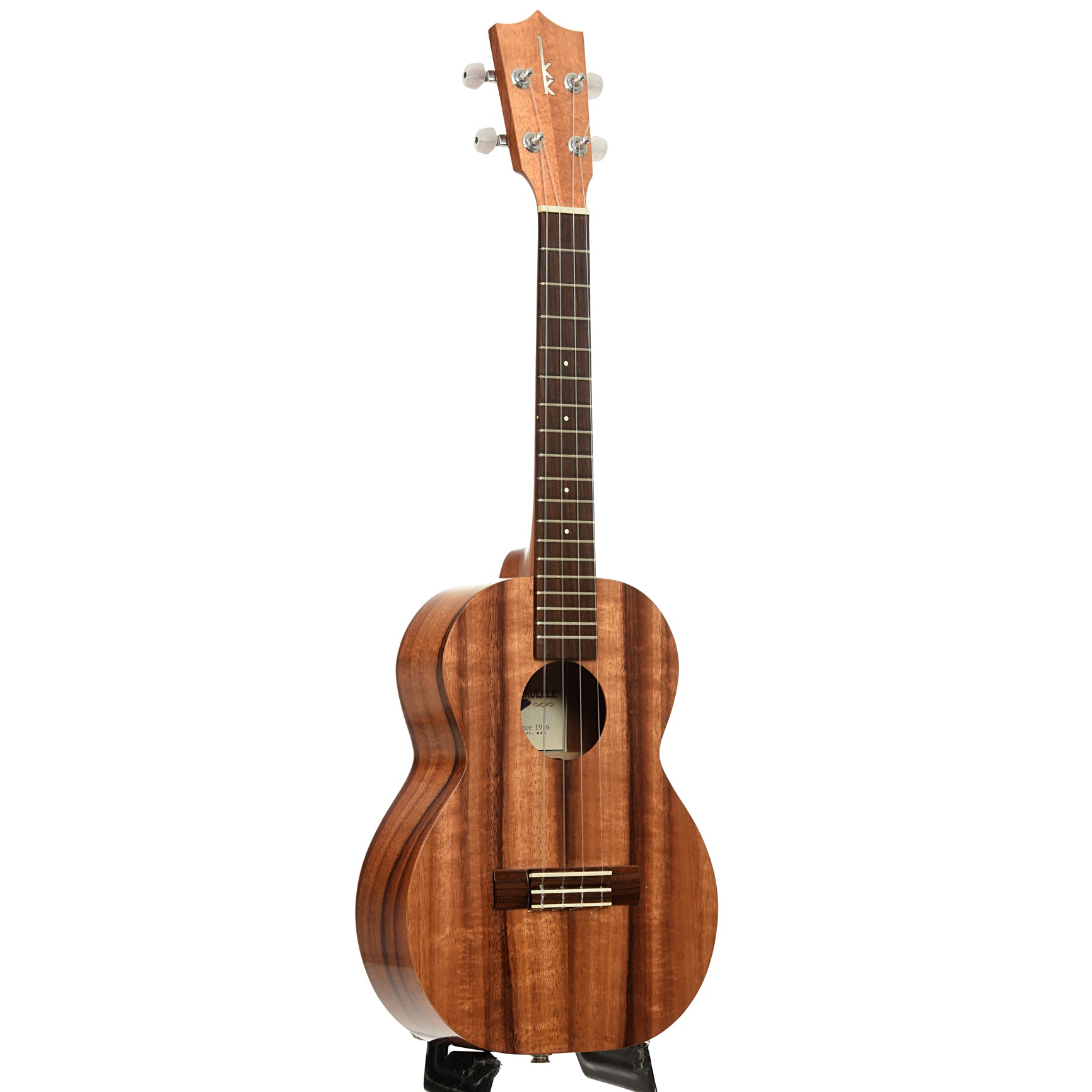 Full front and side of Kamaka HF-3 P Tenor Ukulele