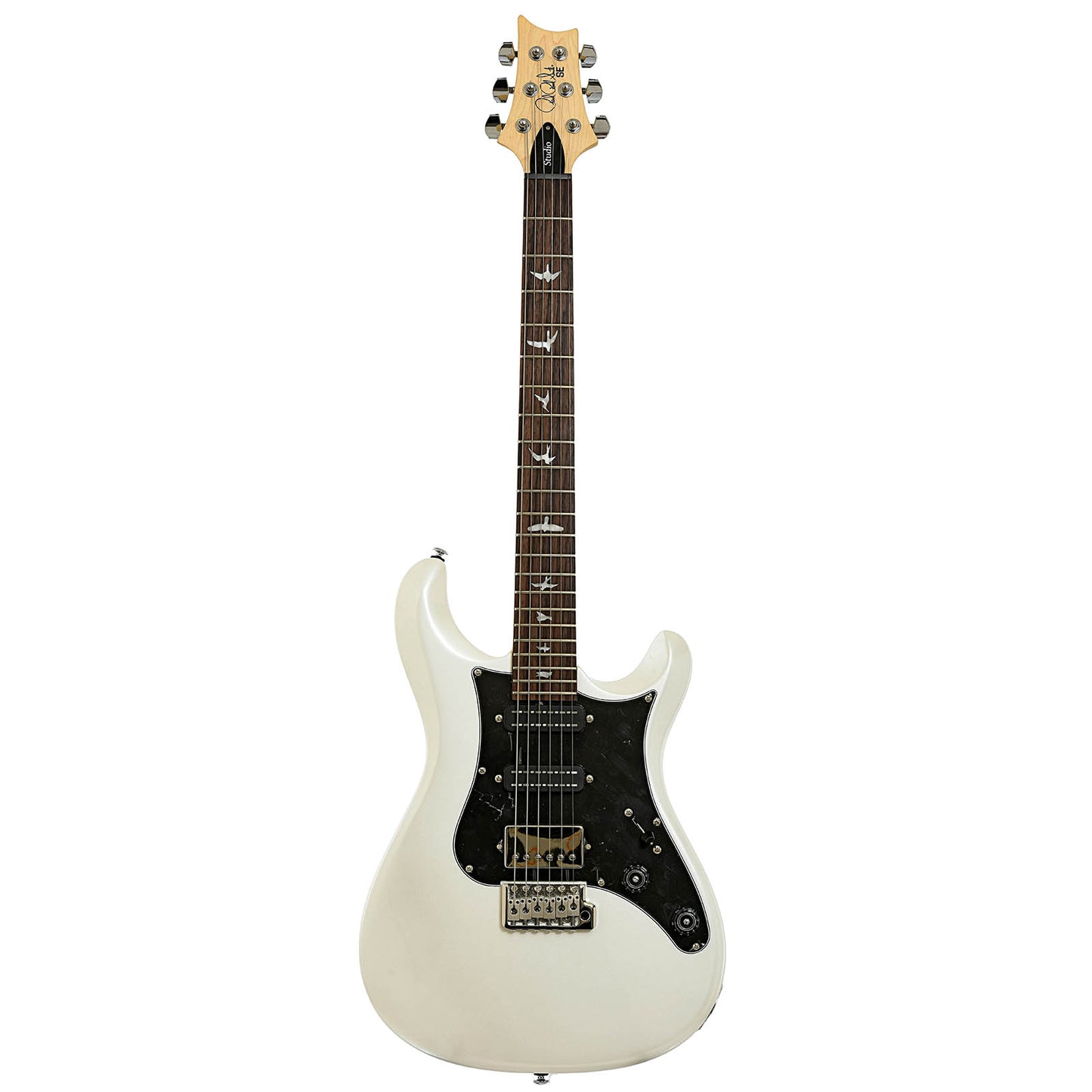 Full front of PRS SE Studio Standard Electric Guitar Pearl White