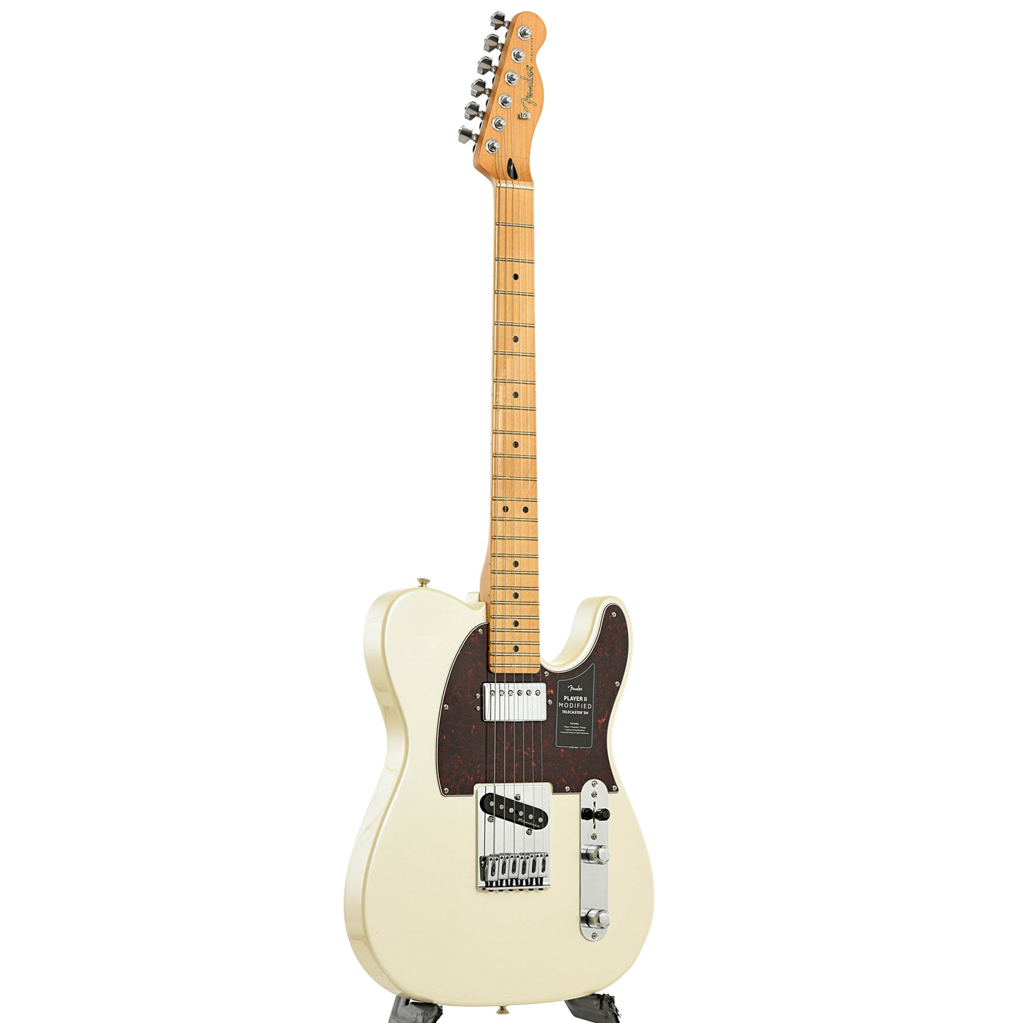Full front and side of Fender Player II Modified Telecaster SH, Olympic Pearl