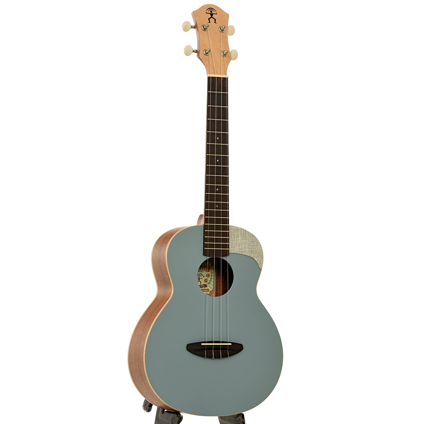 Full front and side of aNueNue UT10 Blue Arona Tenor Ukulele