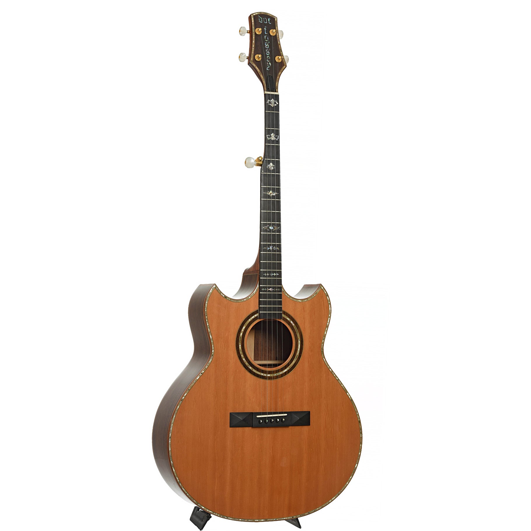 Full front and side of Doc Fossey Model 2 Banjitar