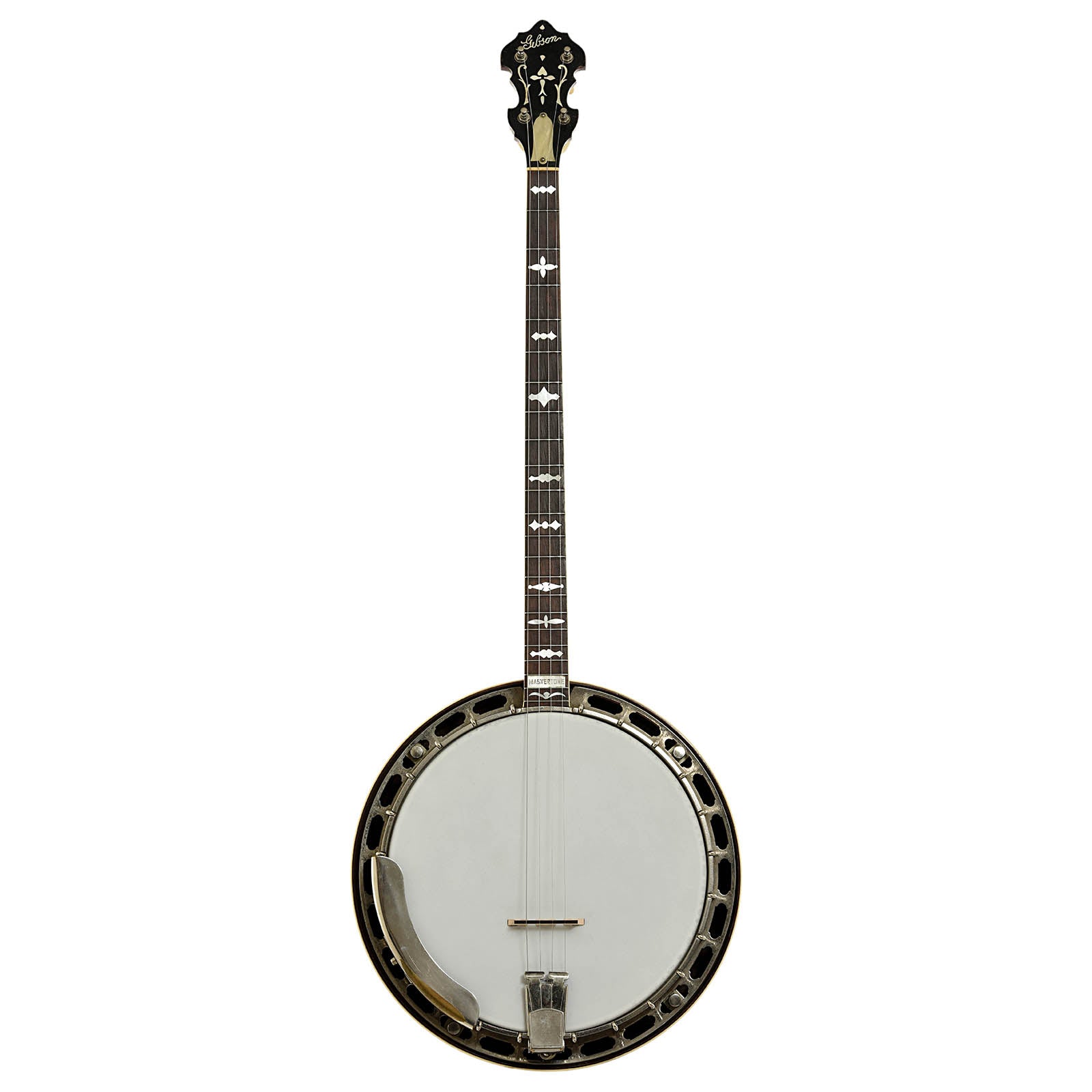 Full front and side of Gibson PB-3 Flathead Plectrum Banjo