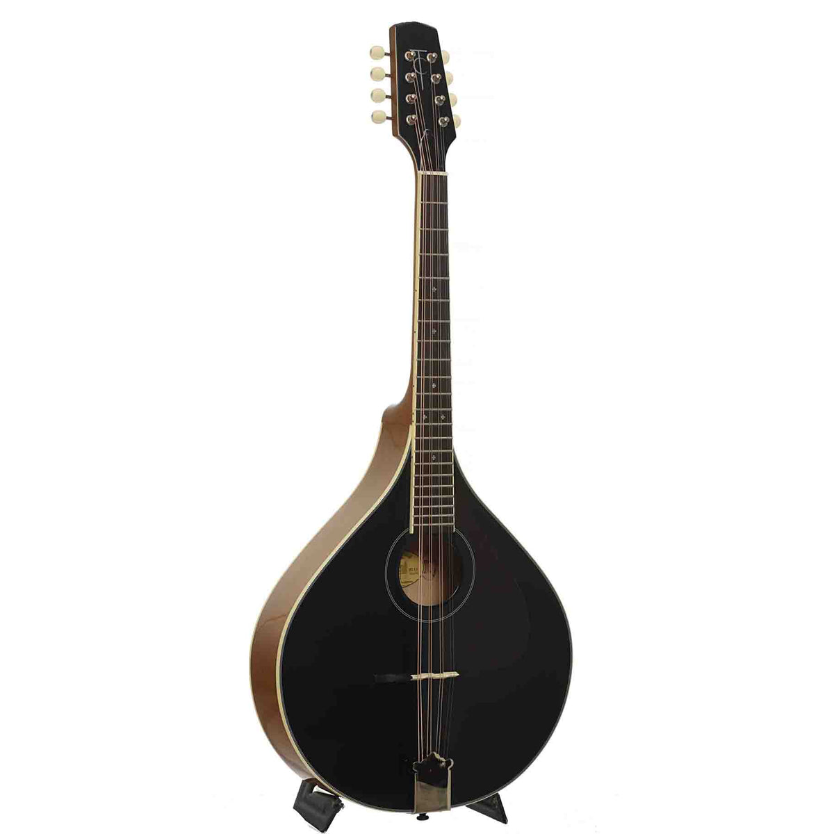 Full Front & Side of Trinity College Octave Mandolin, Black Top