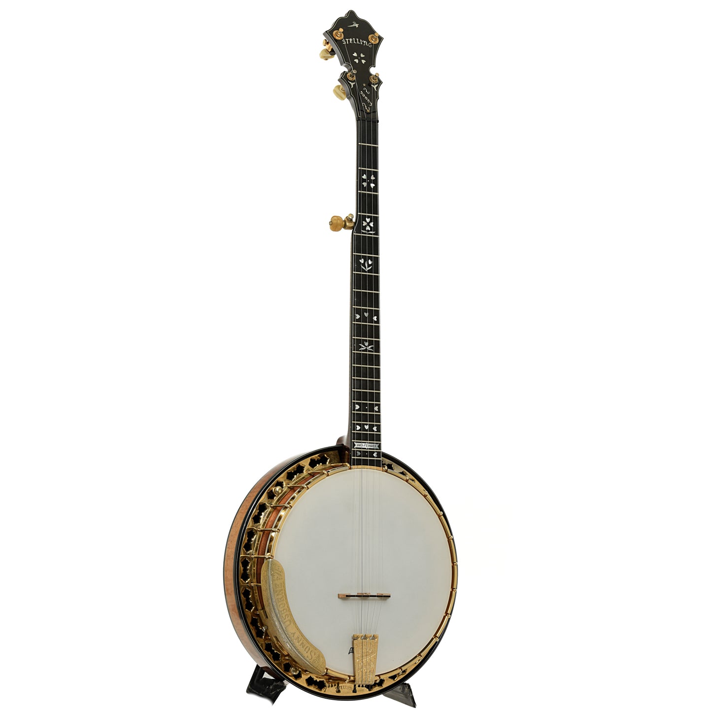 Full front and side of Stelling Sonny Osborne Sonflower Prototype Banjo