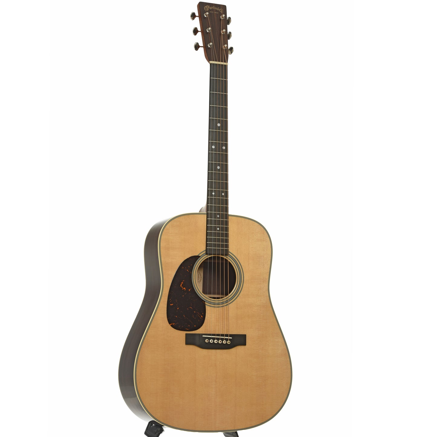 Full front and side of Martin D-28L Lefthanded Acoustic Guitar