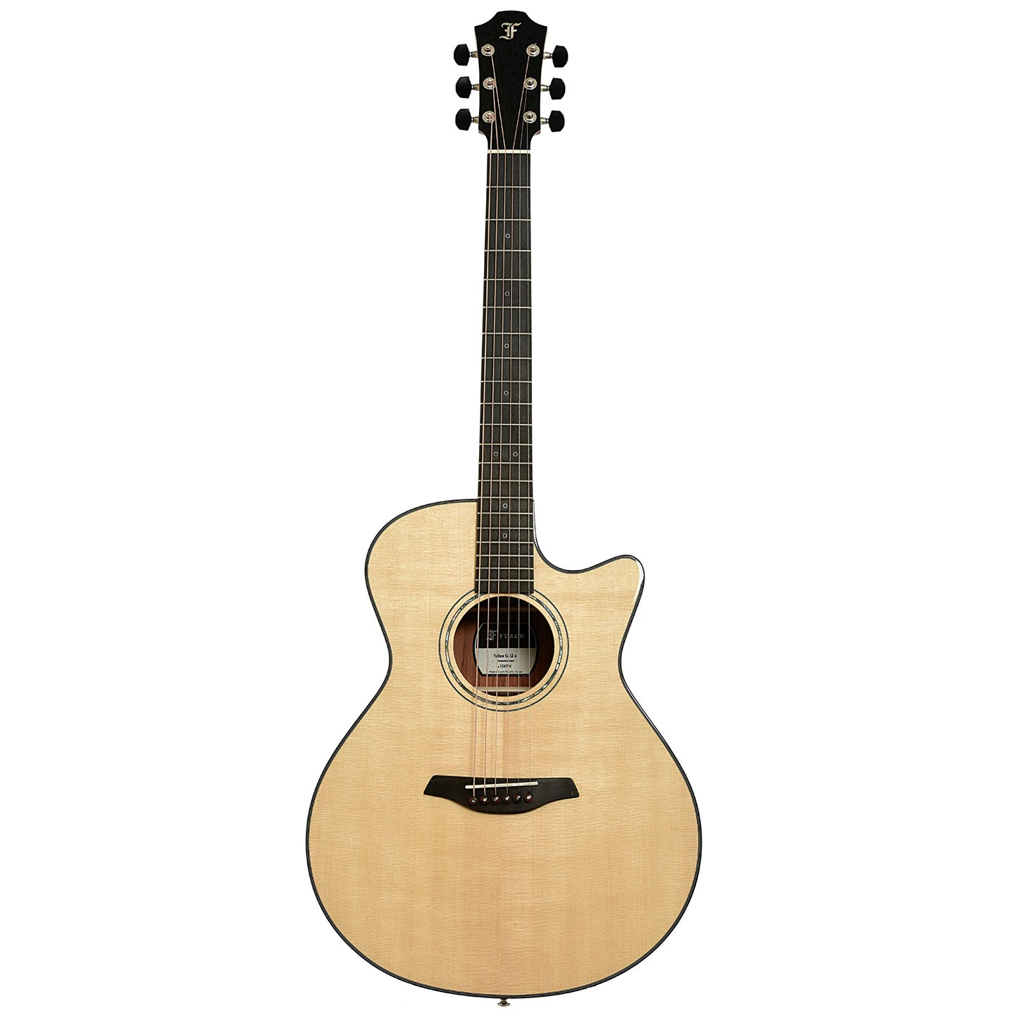 Full front of Furch Limited Edition Yellow Gc-SX a Cutaway Acoustic Guitar