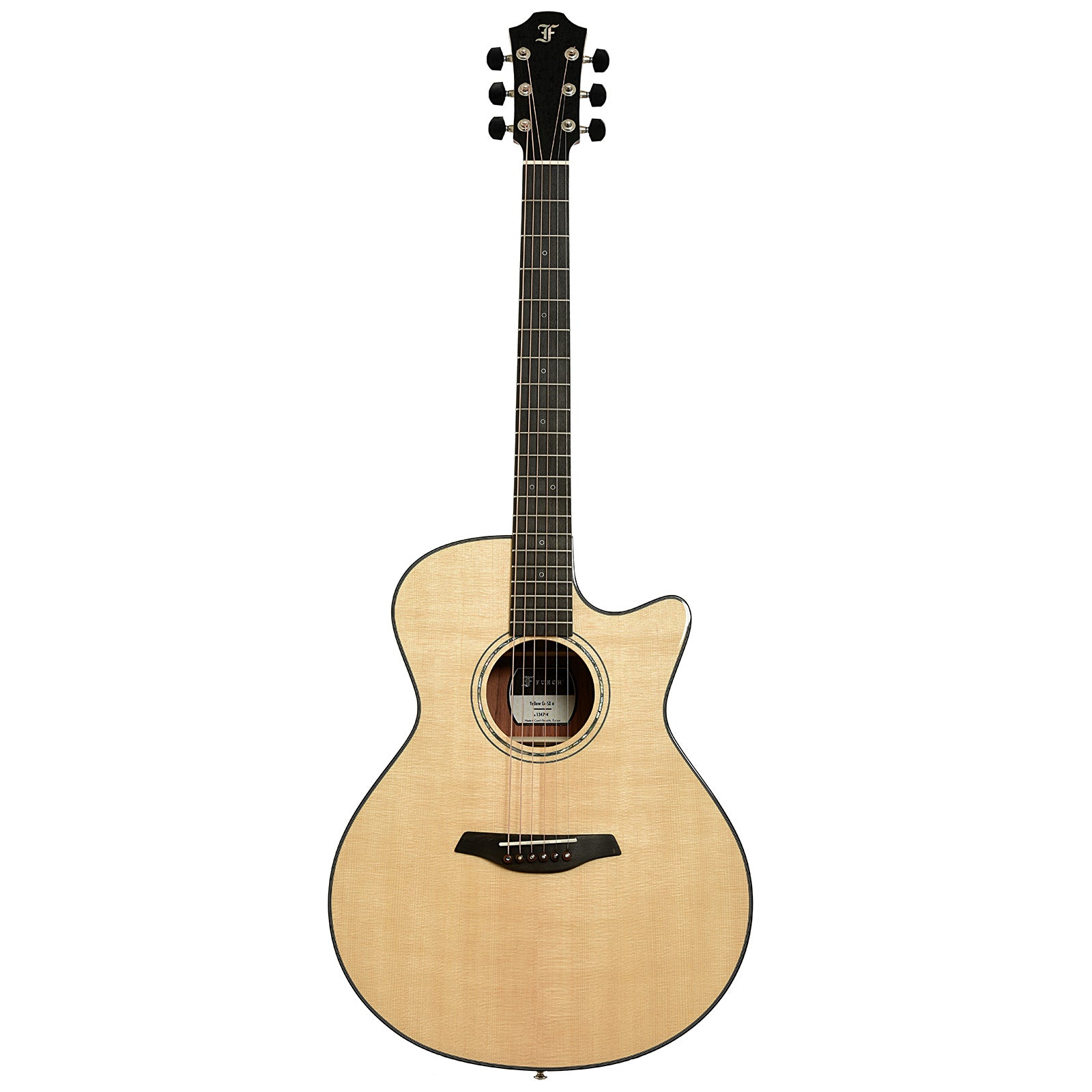 Full front of Furch Limited Edition Yellow Gc-SX a Cutaway Acoustic Guitar