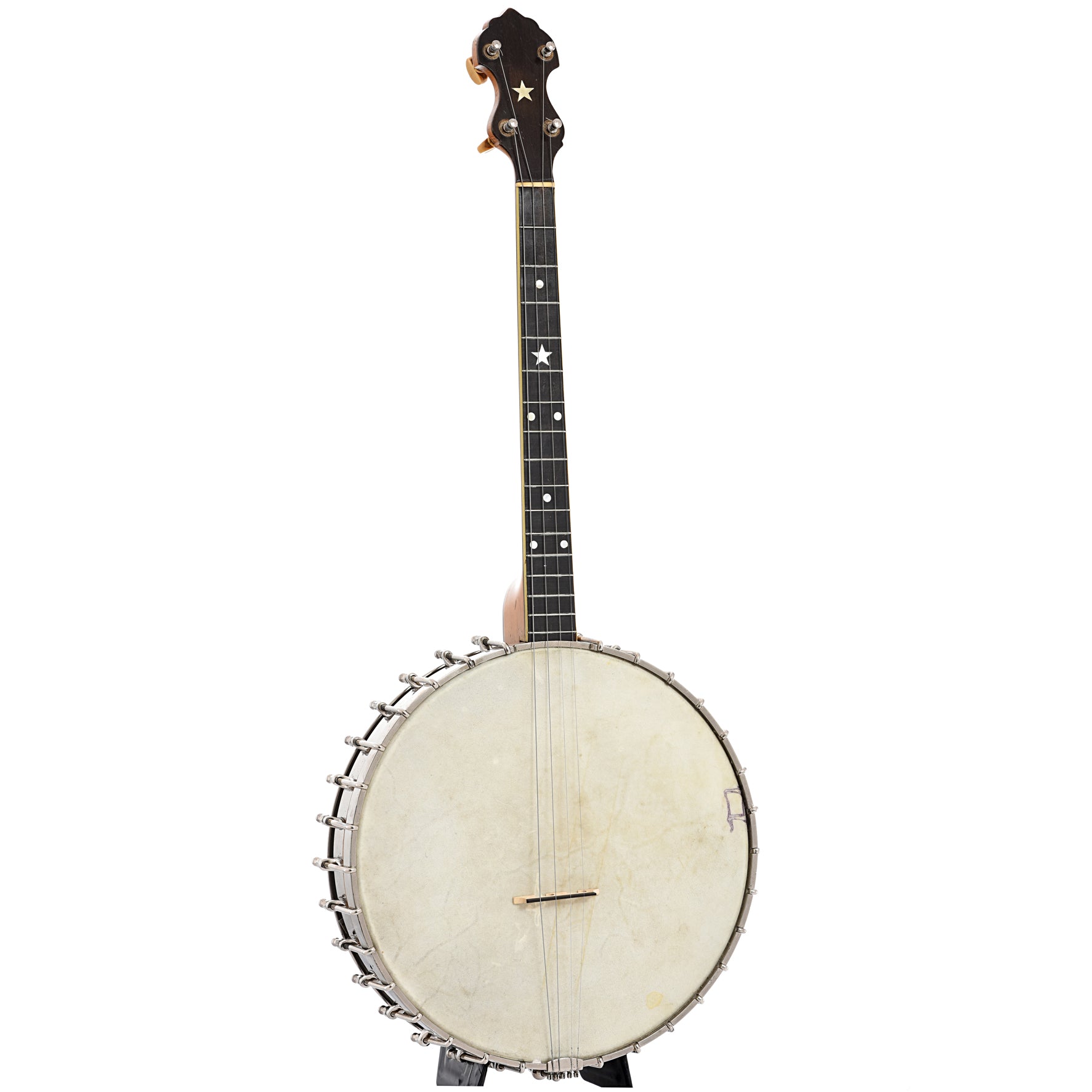 Full front and side of Vega Whyte Laydie Style R Tenor Banjo (1921)