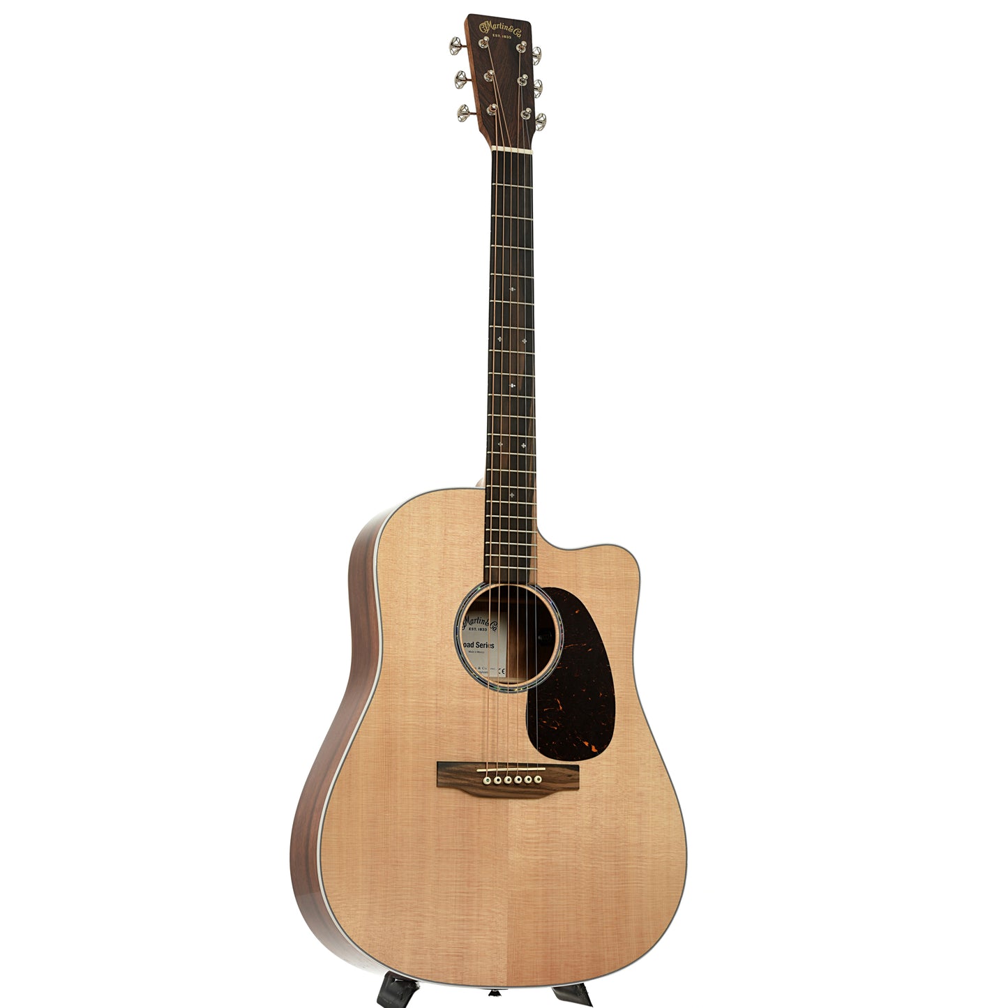 Full front and side of Martin DC-13E Modern Road Series Acoustic Guitar
