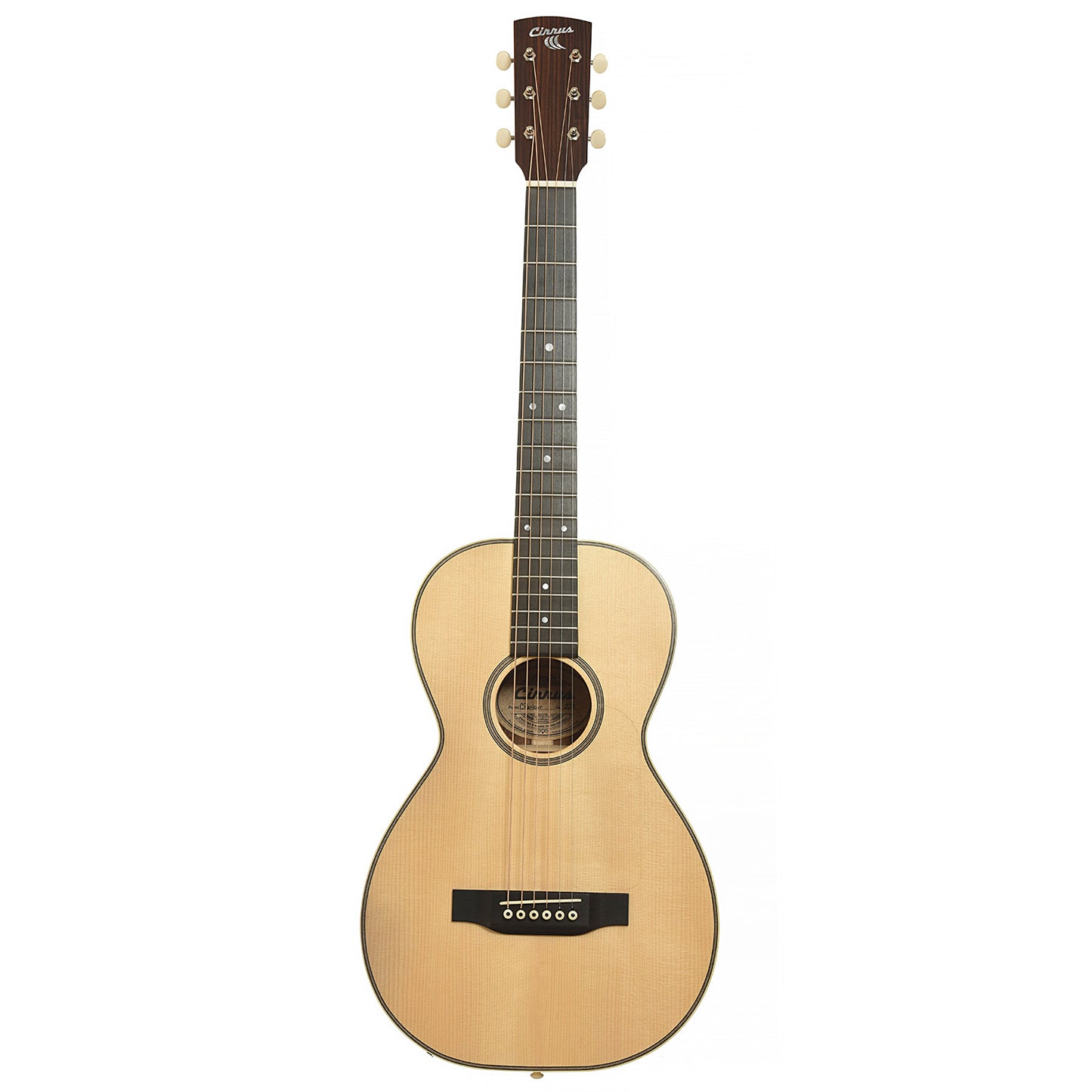 Full front of Cirrus Walnut C Parlor Acoustic Guitar 