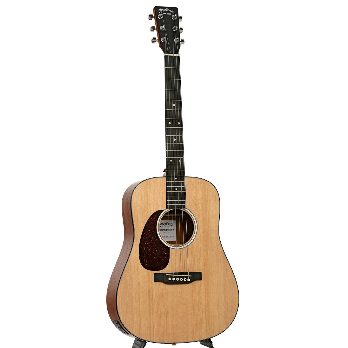 Full front and side of Martin DJR10EL Lefthanded Dreadnought Junior with Pickup 