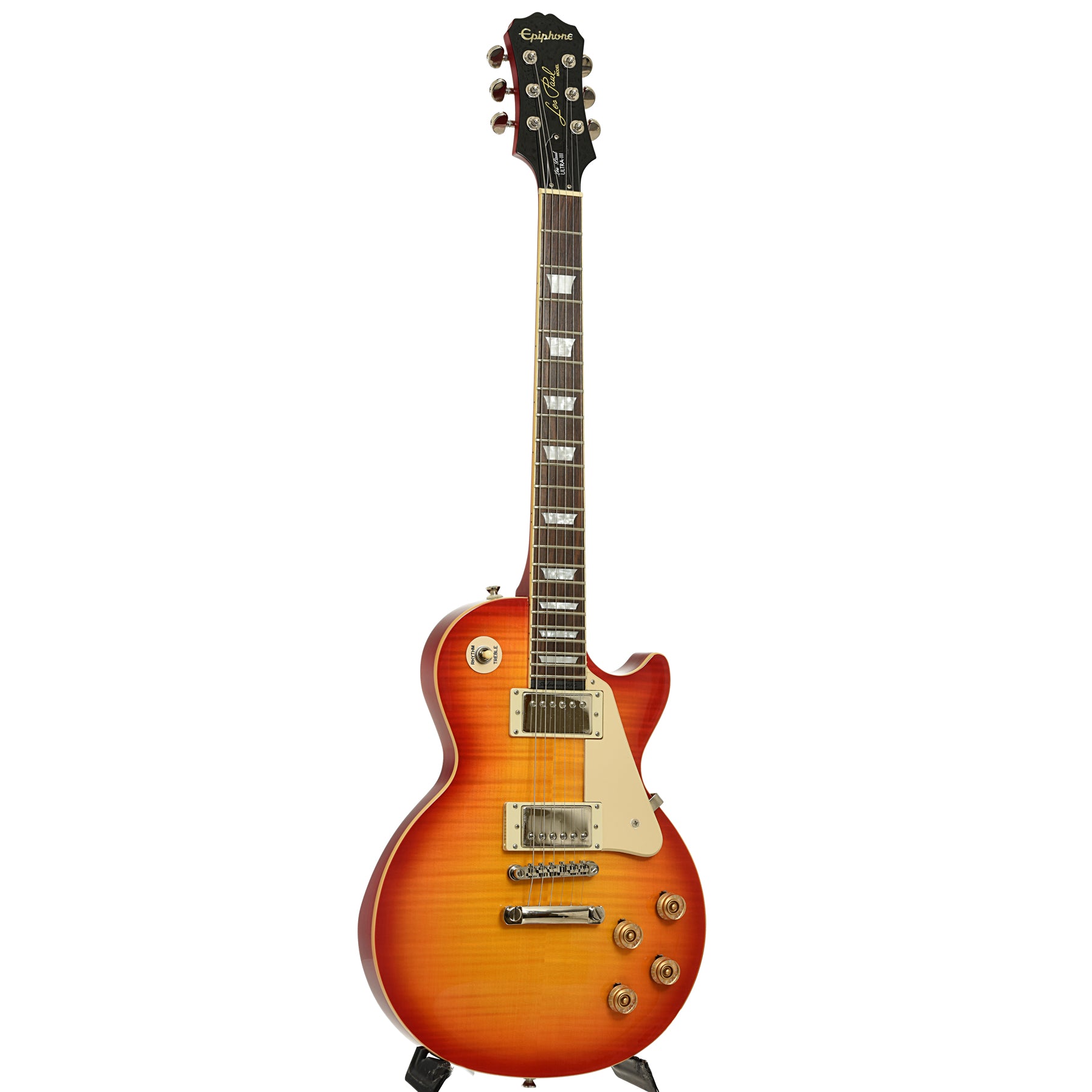 Full front and side of Epiphone Les Paul Ultra III Electric Guitar