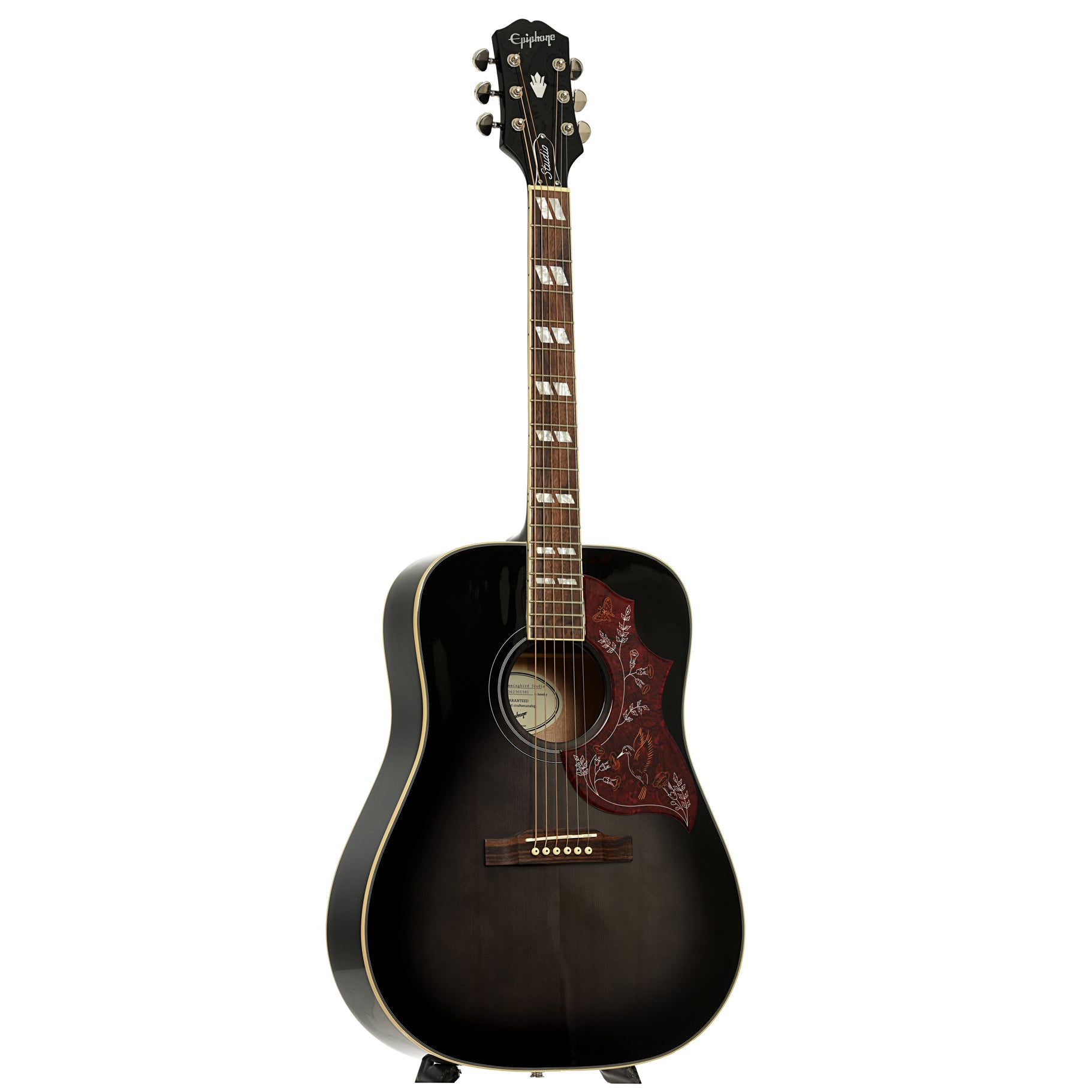 Full front and side of Epiphone Hummingbird Studio Acoustic-Electric Guitar 