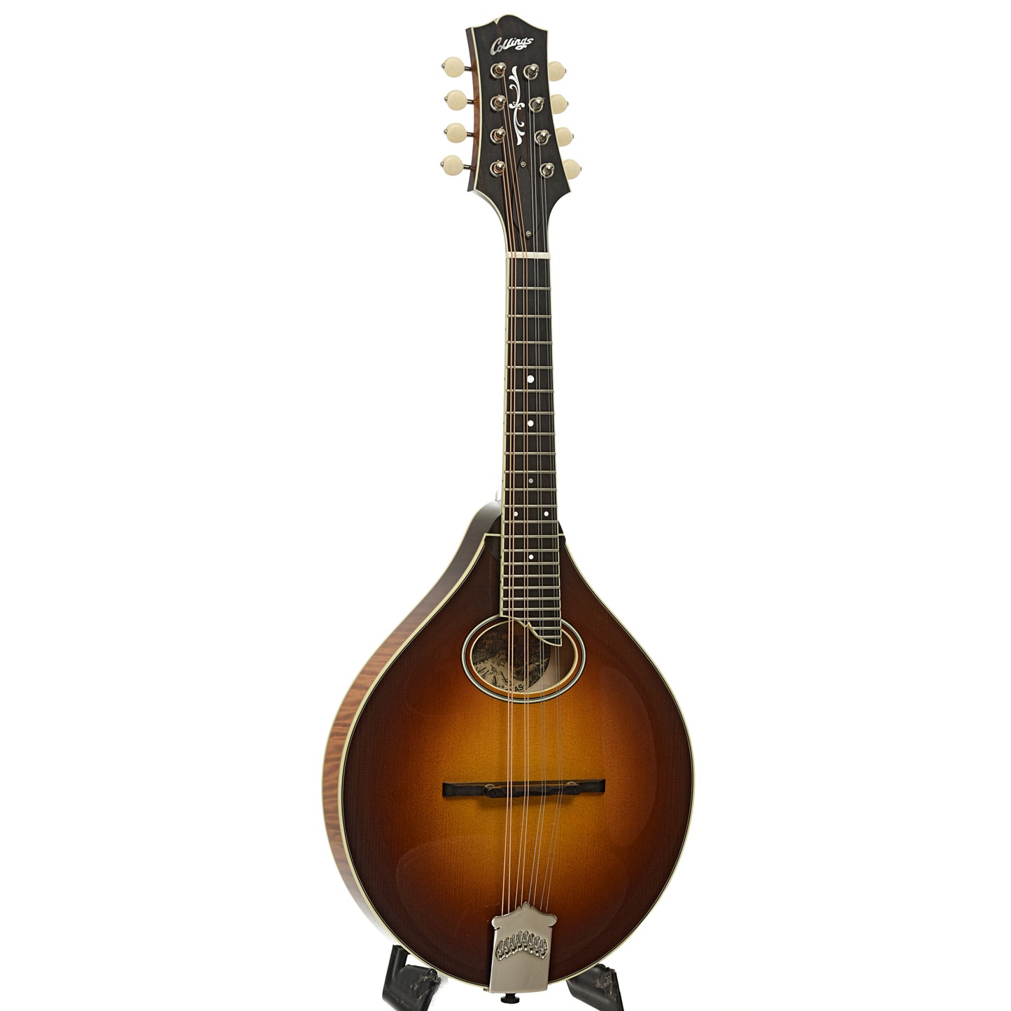 Full front and side of Collings MT2 O A-Style Oval Hole Mandolin  
