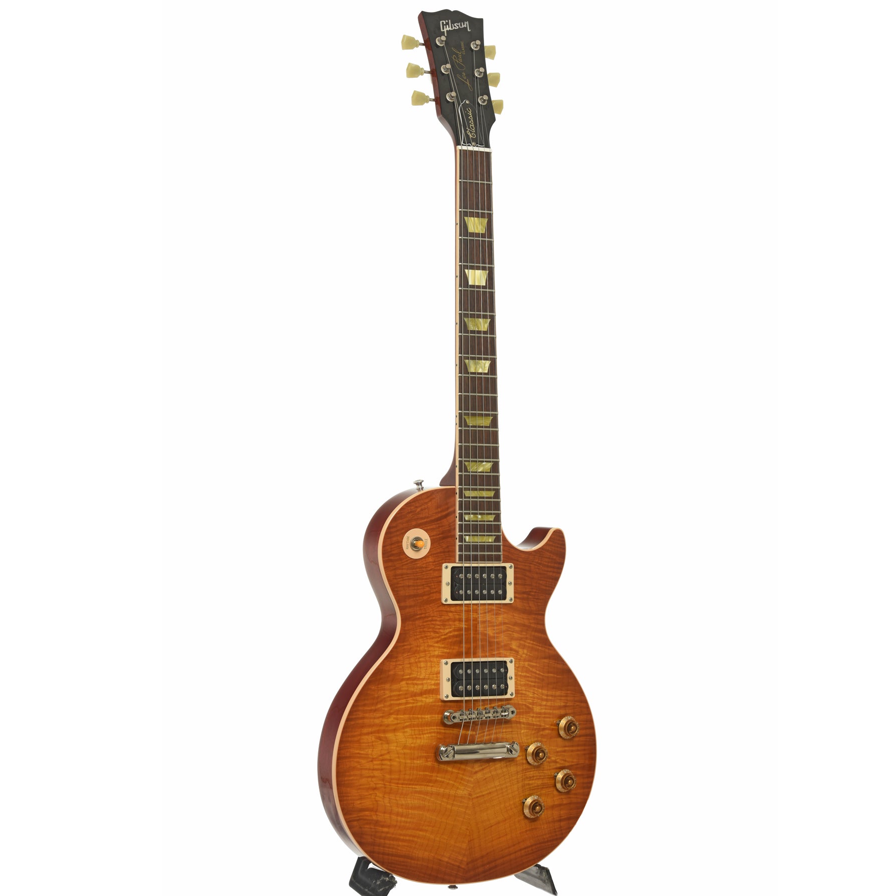 Full front and side of Gibson Les Paul Classic Premium Plus Electric Guitar
