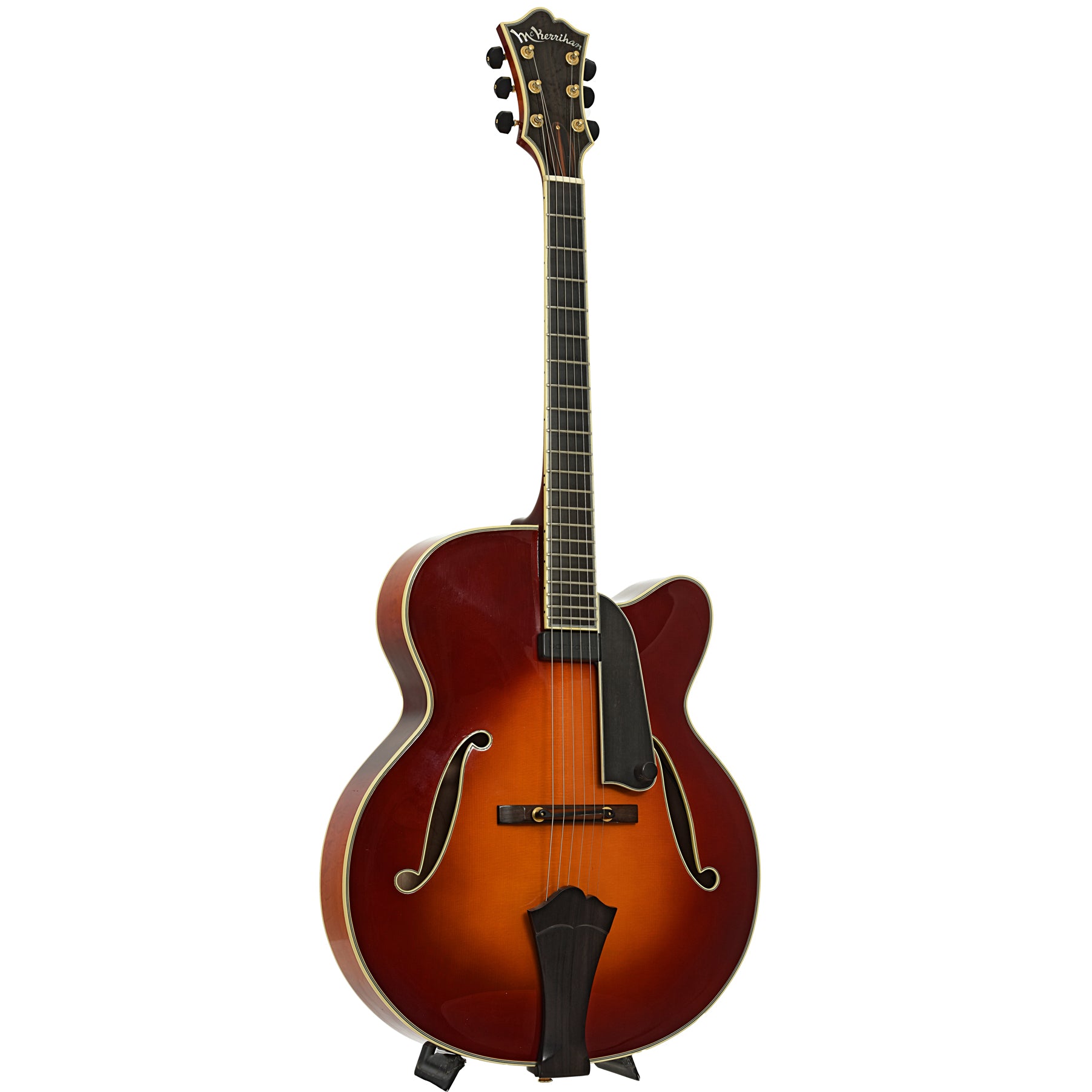 Full front and side of McKerrihan Anastasia 18" Archtop Guitar