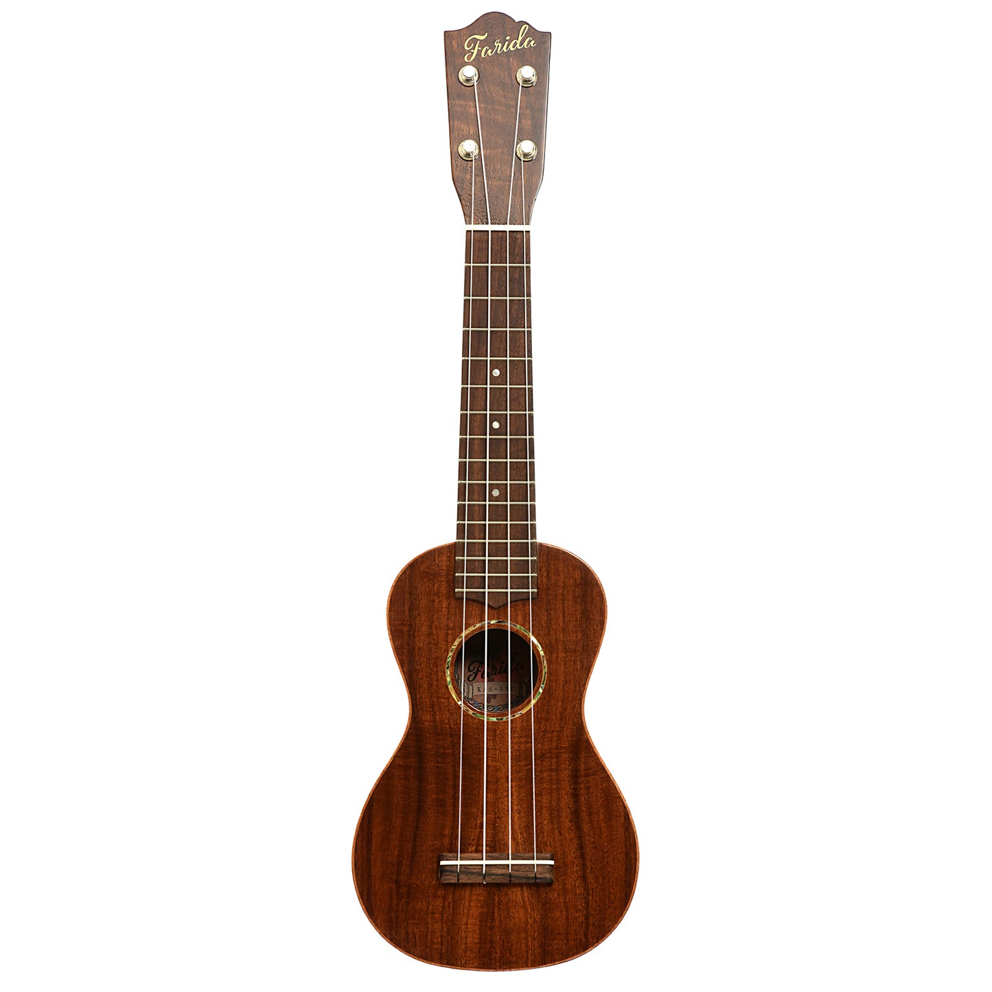 Full front of Farida Holiday Pack, Acacia Soprano Ukulele