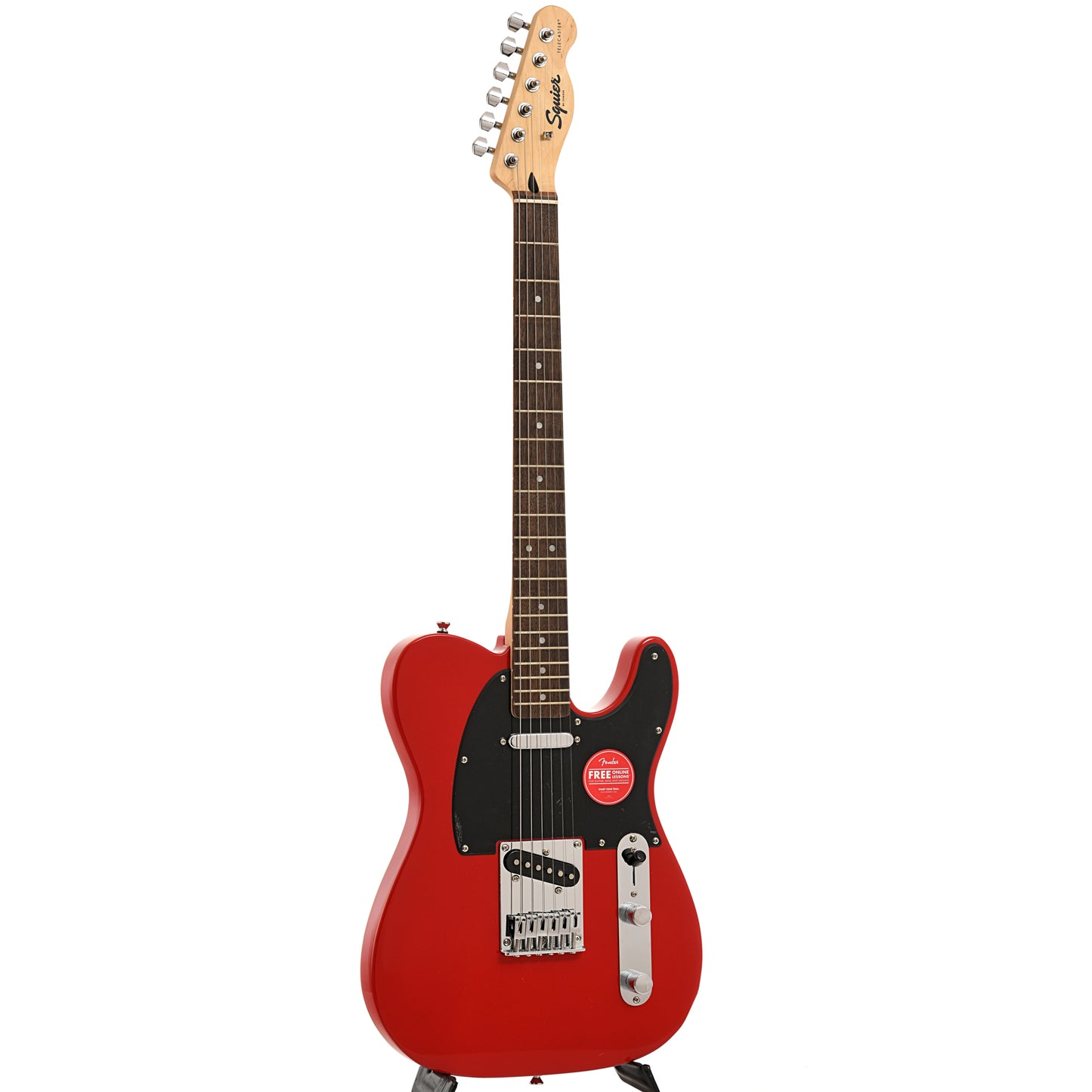 Full front and side of Squier Sonic Telecaster, Torino Red