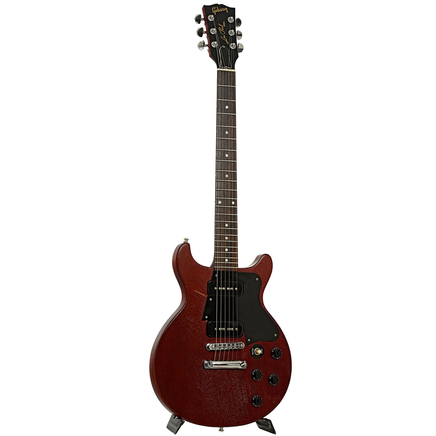 Full front and side of Gibson Faded Les Paul Special DC Electric Guitar 