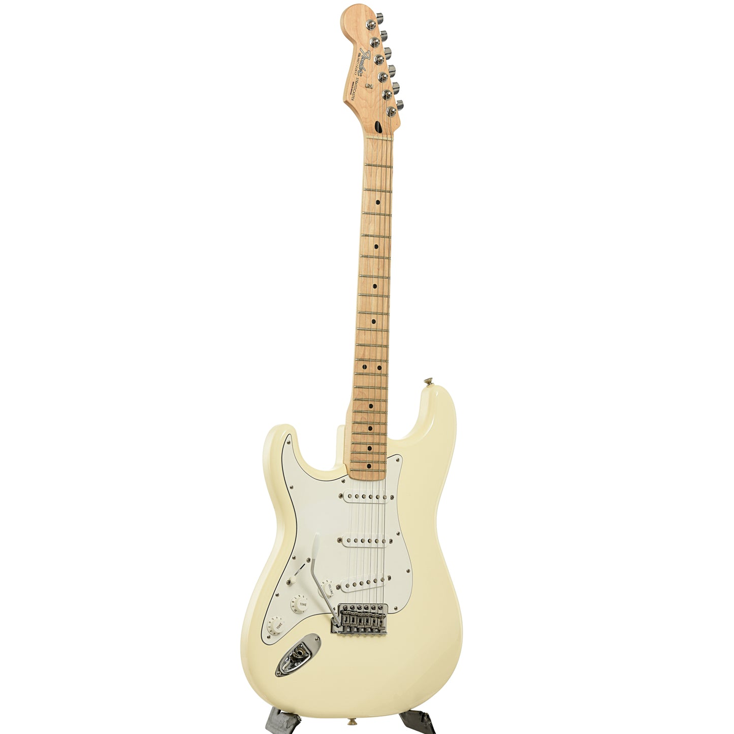 Full front and side of Fender Standard Stratocaster Electric Guitar